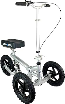 KneeRover PRO All Terrain Knee Scooter with Shock Absorber for Adults for Foot Surgery Heavy Duty Knee Walker for Broken Ankle Foot Injuries - Leg Scooter Best Knee Crutch Alternative Silver