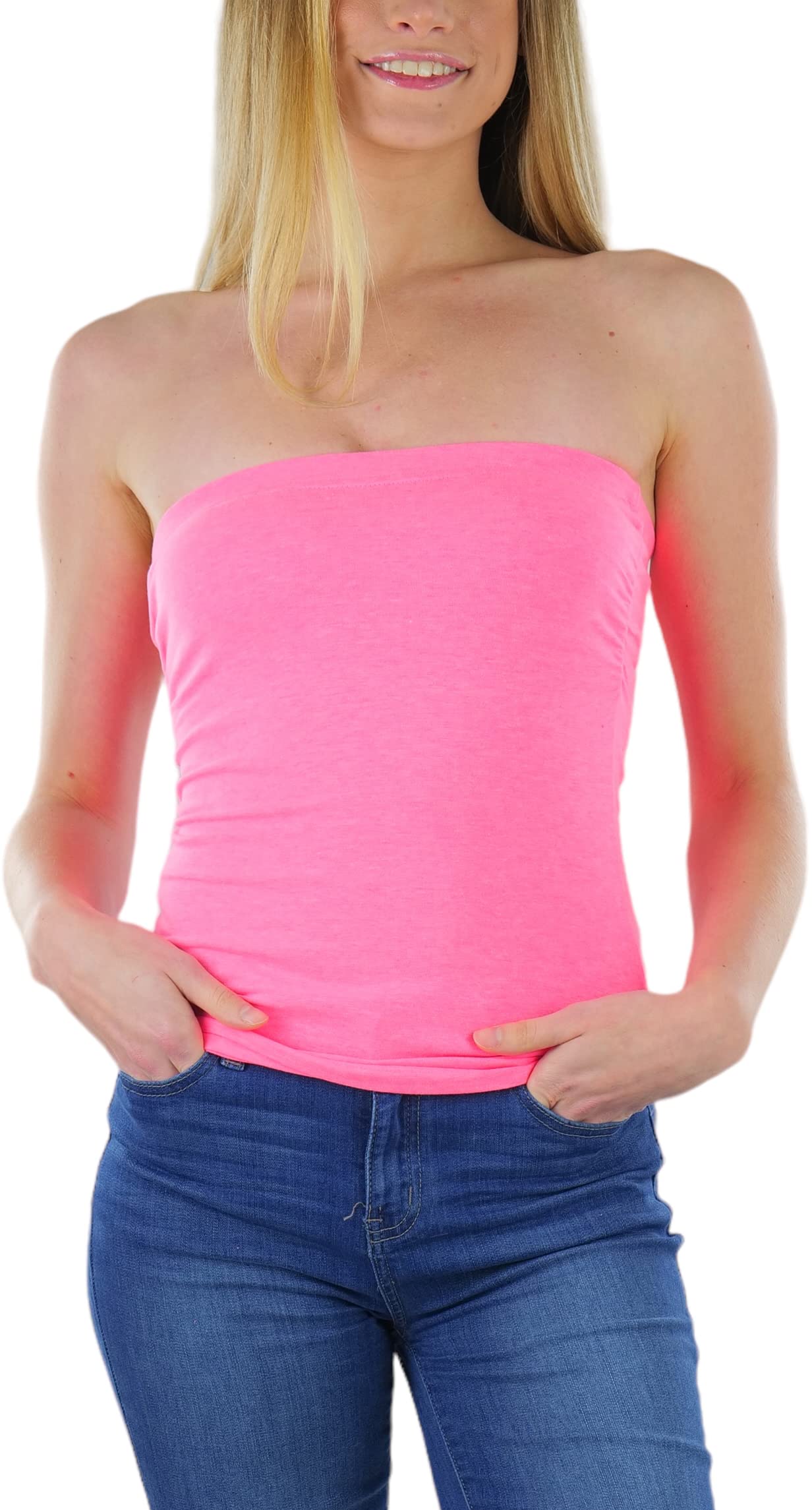 ToBeInStyle Women's Cotton-Spandex Blend Stretchy Tube Top