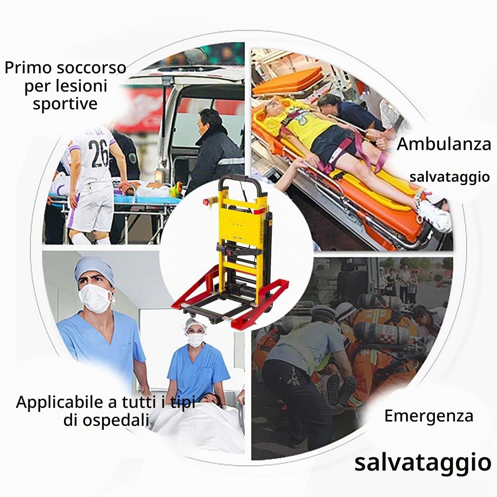 Tipo cingolato - Montascale Elettrico (Posto su Sedia a rotelle), con Maniglia telescopica, carico Massimo 440 libbre/200 kg, Motore Senza spazzole, per Il trasferimento di pazient