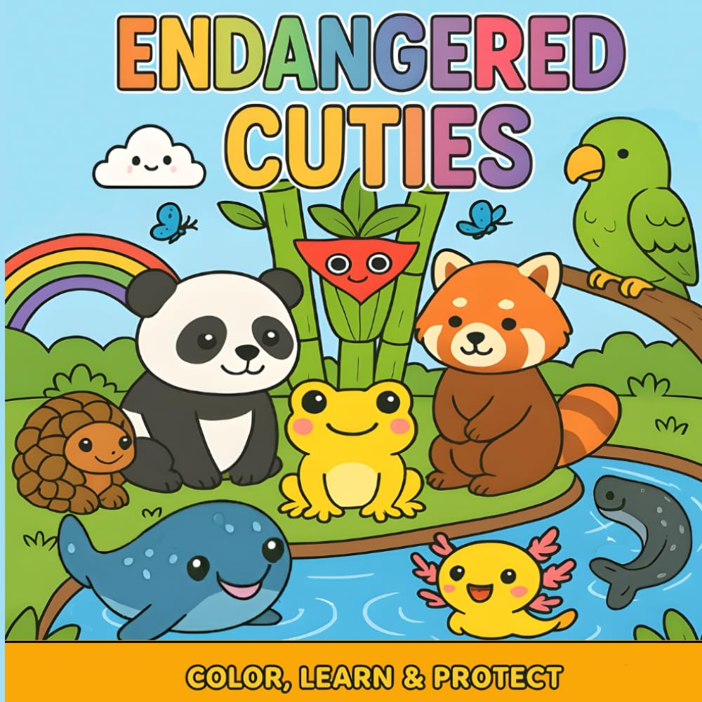 Endangered Cuties Color Learn & Protect: A Coloring Book for Kids Ages 4-8 with Fun, Educational Facts of Rare Animals