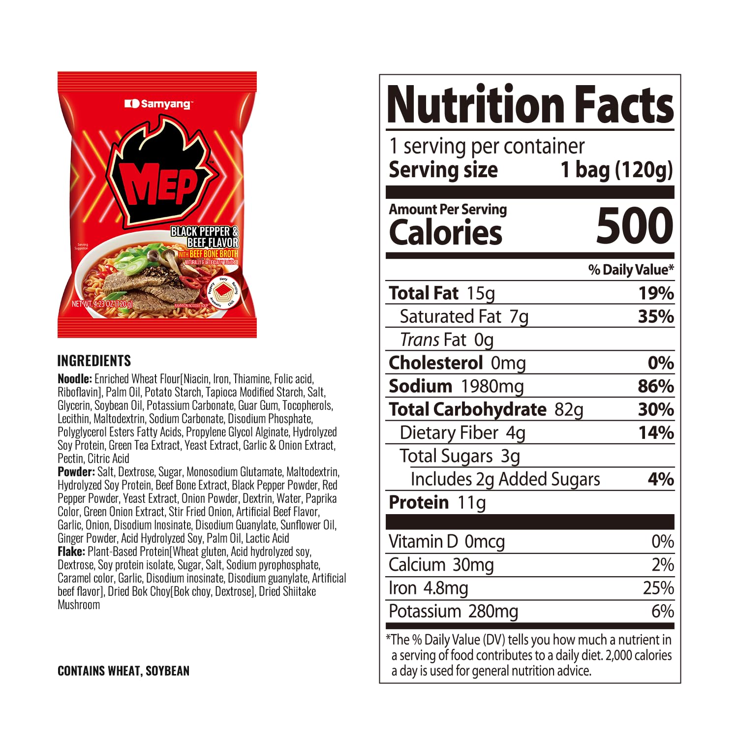 Samyang MEP Black Pepper Beef Ramen Spicy Korean Instant Noodle Soup ENHYPEN Pick Rich Bone Broth Quick Microwave Meal 3.88 oz (Pack of 4)