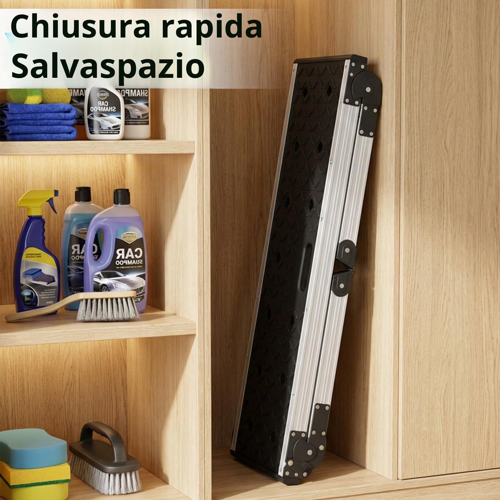 Johgee - Piattaforma da lavoro pieghevole in alluminio, piattaforma da lavoro pieghevole con piedi antiscivolo, sgabello pieghevole con blocchi di sicurezza per la pulizia dell'auto, pittura, officina