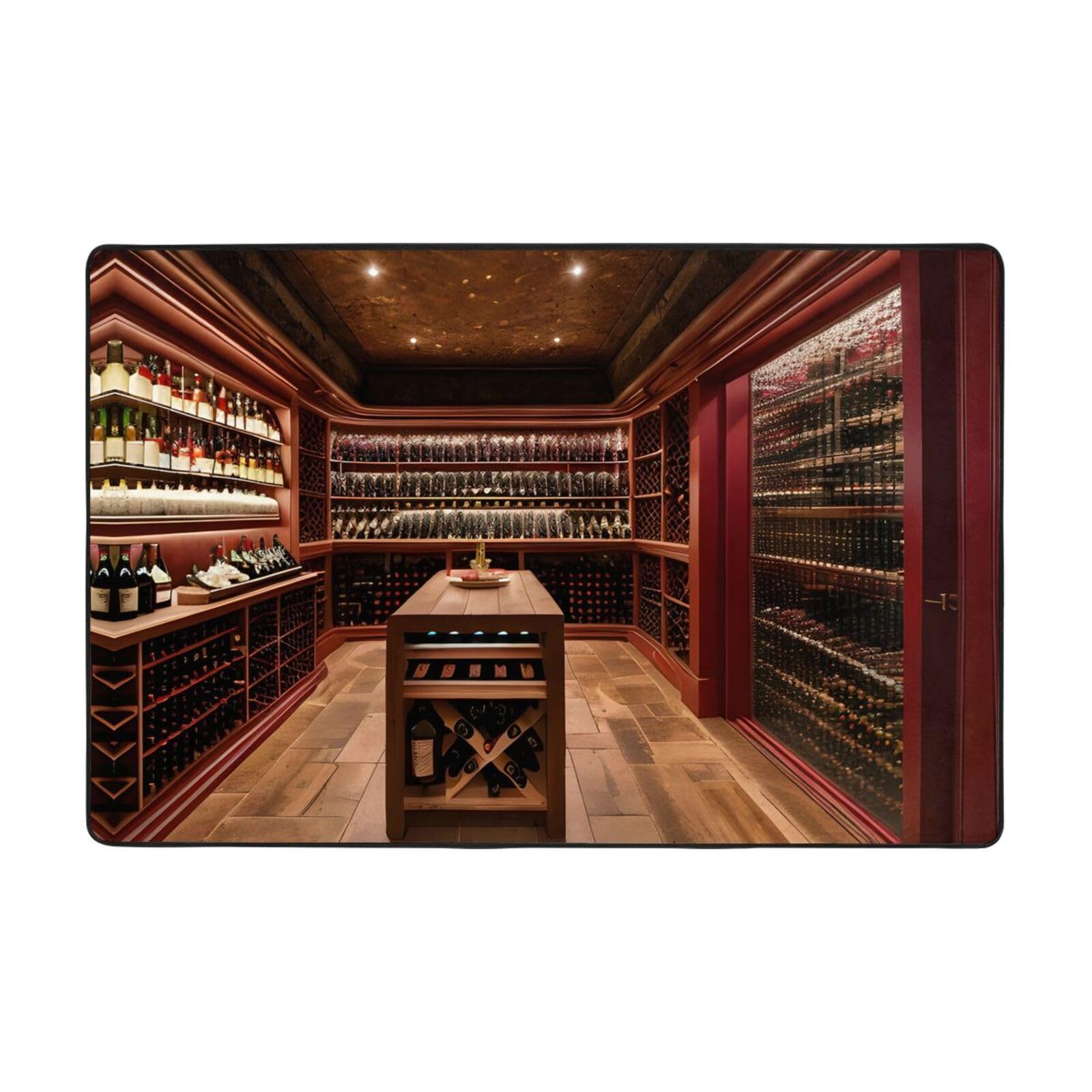 Tapis super doux imprimé cave à vin rouge pour un confort moelleux de chambre