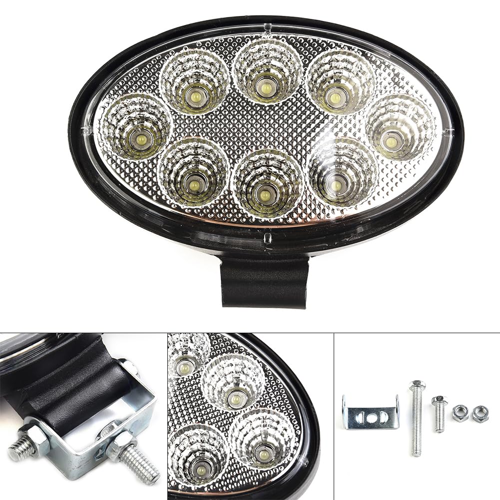 Faretto da lavoro da 24 W antiurto LED 6000 K Fendinebbia da 5 pollici Lampada da lavoro ovale per trattori fuoristrada Fascio di inondazione 12 V 24 V 1 paio