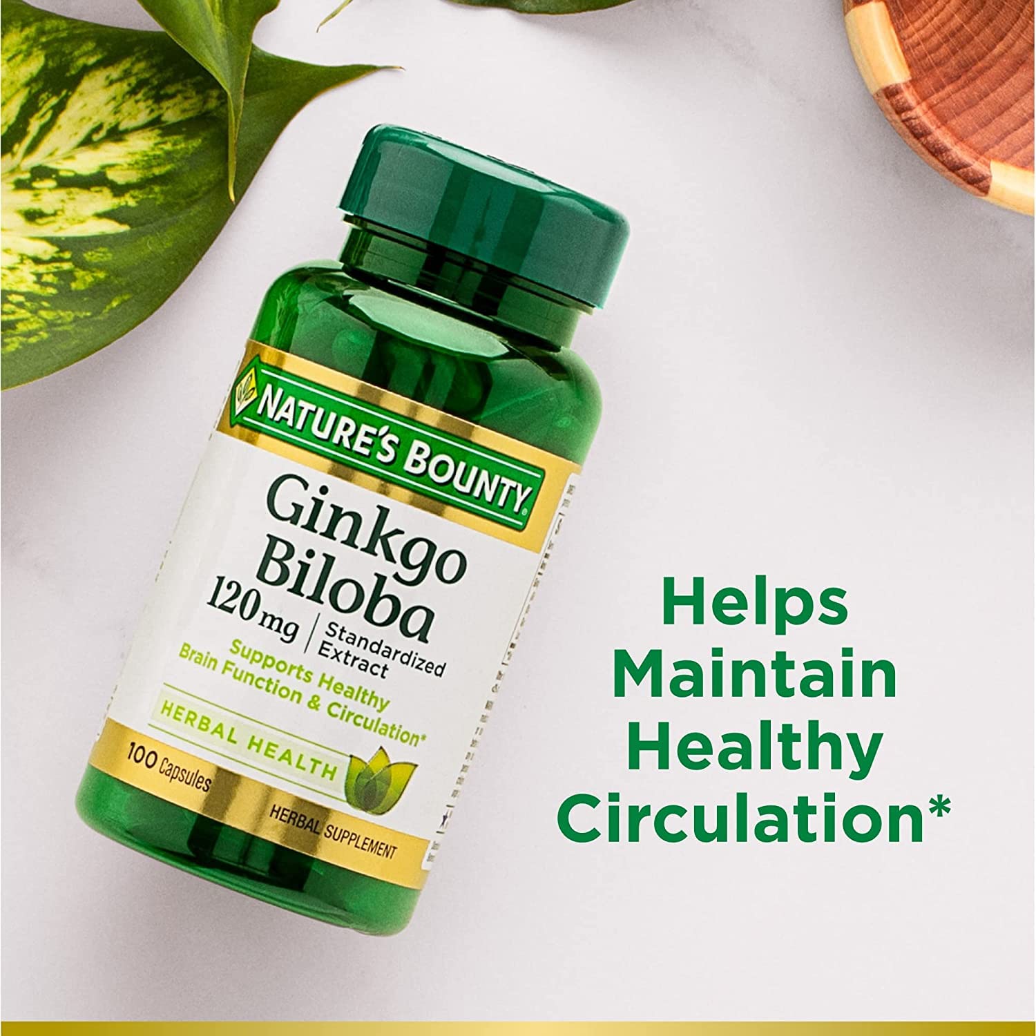 Nature's Bounty Ginkgo Biloba Standardized Extract 120 mg, Herbal Bottles, Capsule, 100 Count, Pack of 2 — Amazon image 3