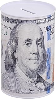 Nicole Fantini Tin Money Piggy Bank Savings 6.5 inch Franklin Coin Jar Box Saver Great for Kids!