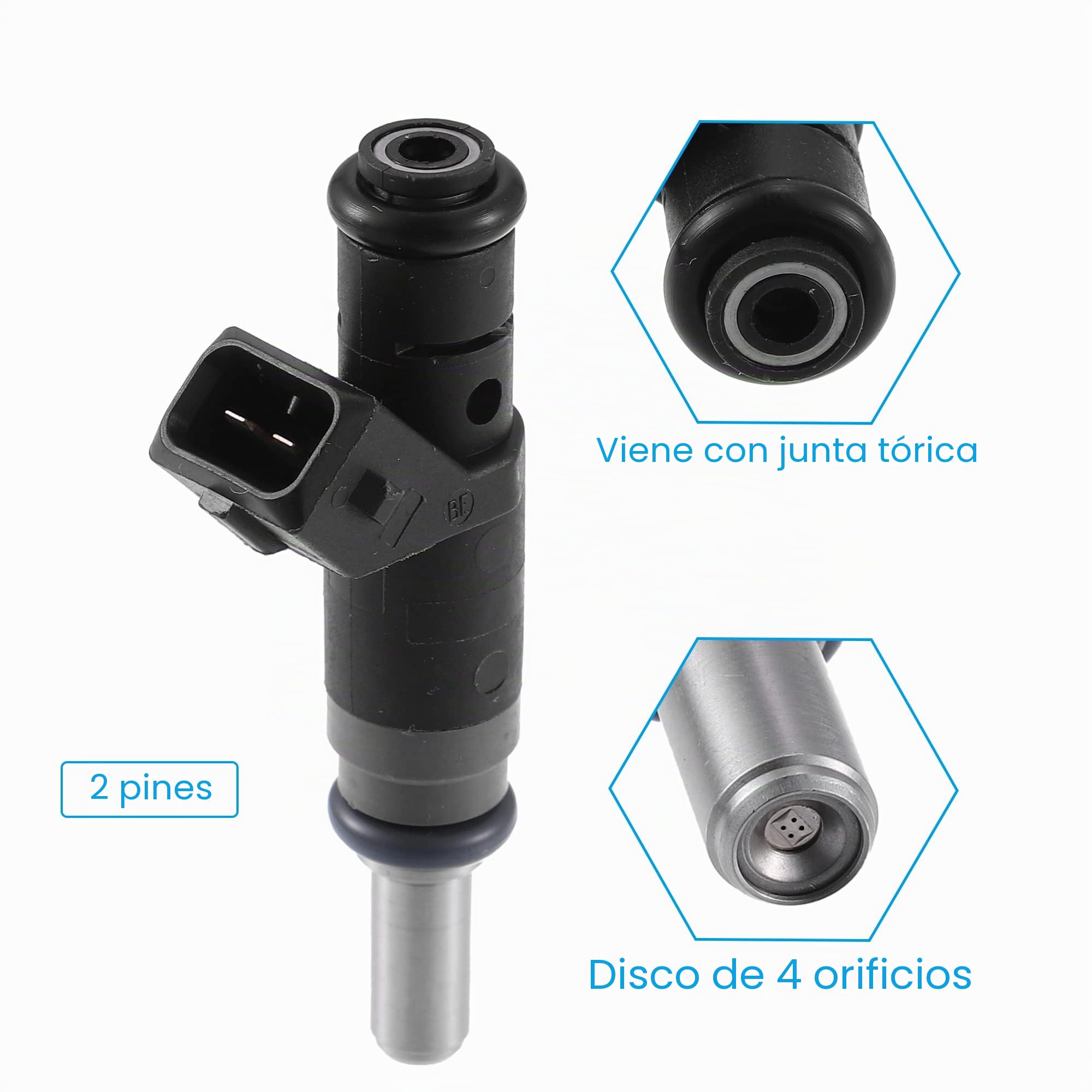 X AUTOHAUX Inyector De Combustible Para Bmw 116I 118I 120I 03-11 4Pcs | Metal Y Plástico, Negro, 7506158, 13537506158, Para Bmw 316I 318I E46 01-05, 4 Orificios, Alta Impedancia