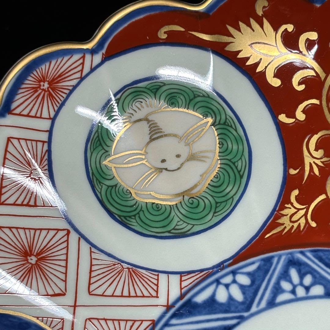 ☆食器/有田焼赤濃木甲山水 兎図 和皿揃 5枚『林 ☆食器/有田焼赤濃木甲山水 兎図 和皿揃 5枚『林