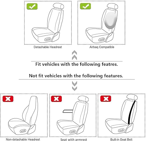 Miniatura 7 de GIANT PANDA Fundas de asiento delantero para asientos de cubeta, fundas de asiento de piel sintética universales para la mayoría de los autos, SUV y