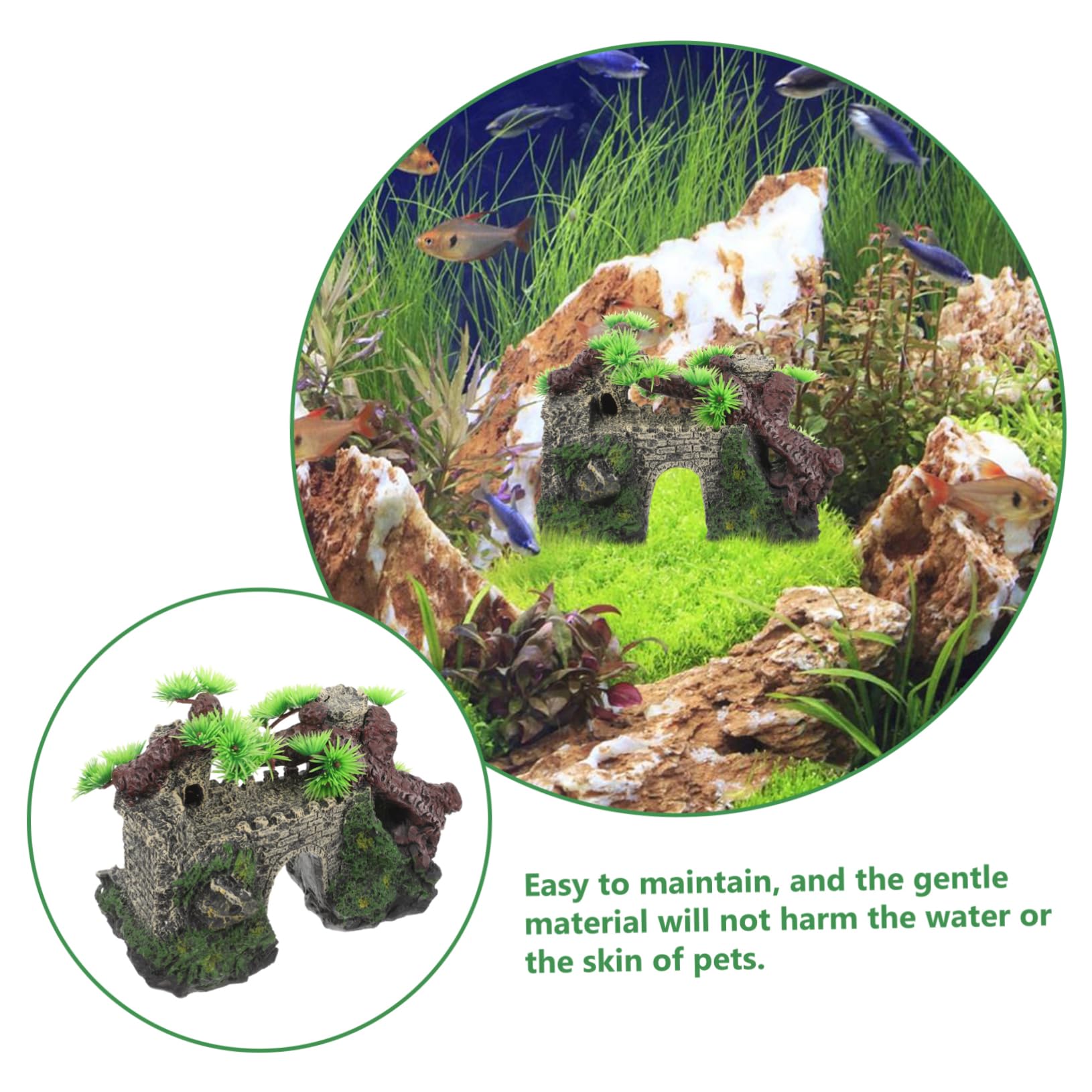 Cabilock 2 Pezzi casa dell'acquario Artificiale Castello Acquario Artificiale Ornamenti Accessori Carri Armati guidato impostore UV Castello dell'acquario Artigianato in Resina per acquari