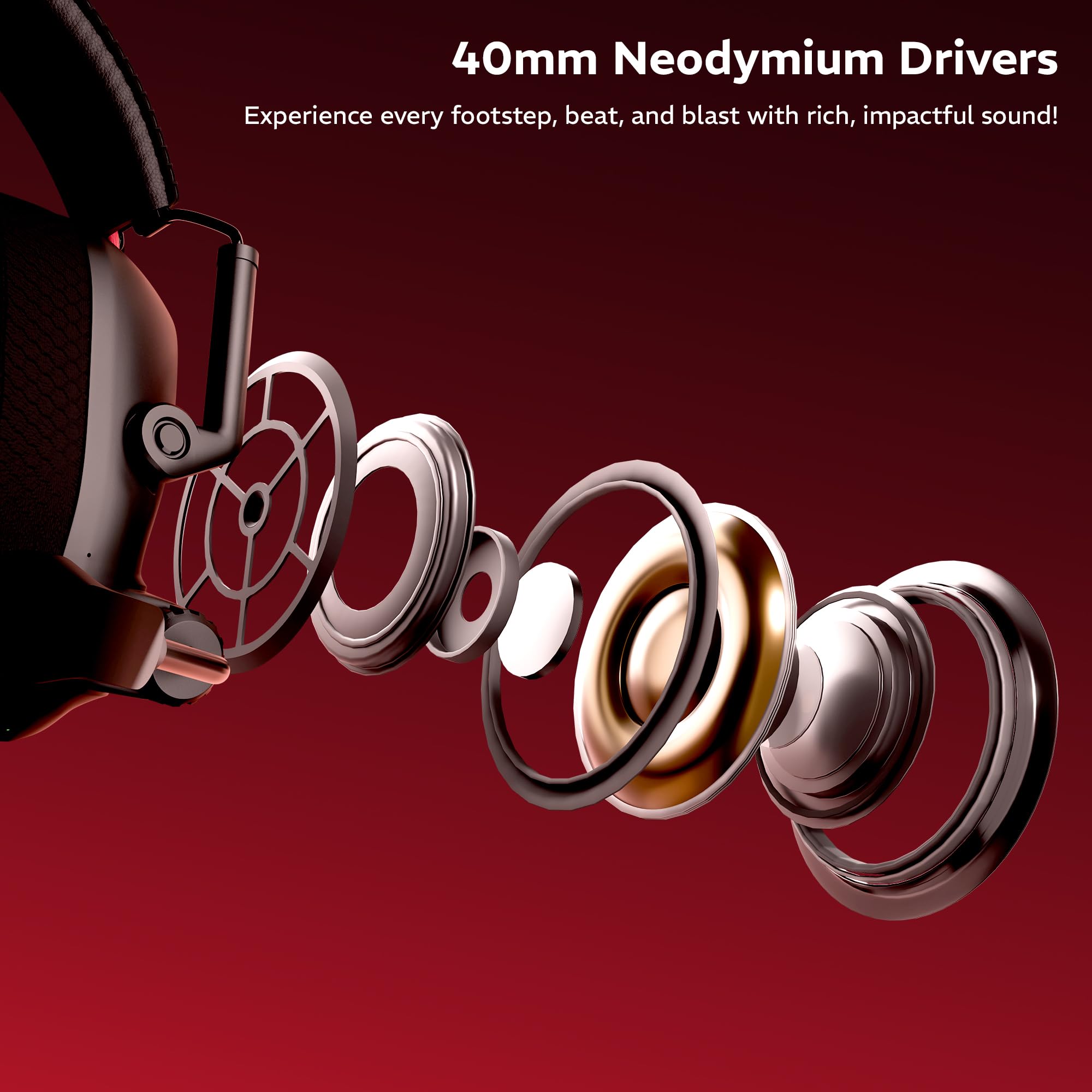 daWg HeadBug G60 Lightweight Wireless Gaming Headphones, 20ms Ultra Low Latency (2.4GHz), Bluetooth v5.4, 40mm Neodymium Drivers, Crystal Clear Mic, Soft Leatherlite Headband, for PS5, PS4, PC, Mobile — Amazon image 3