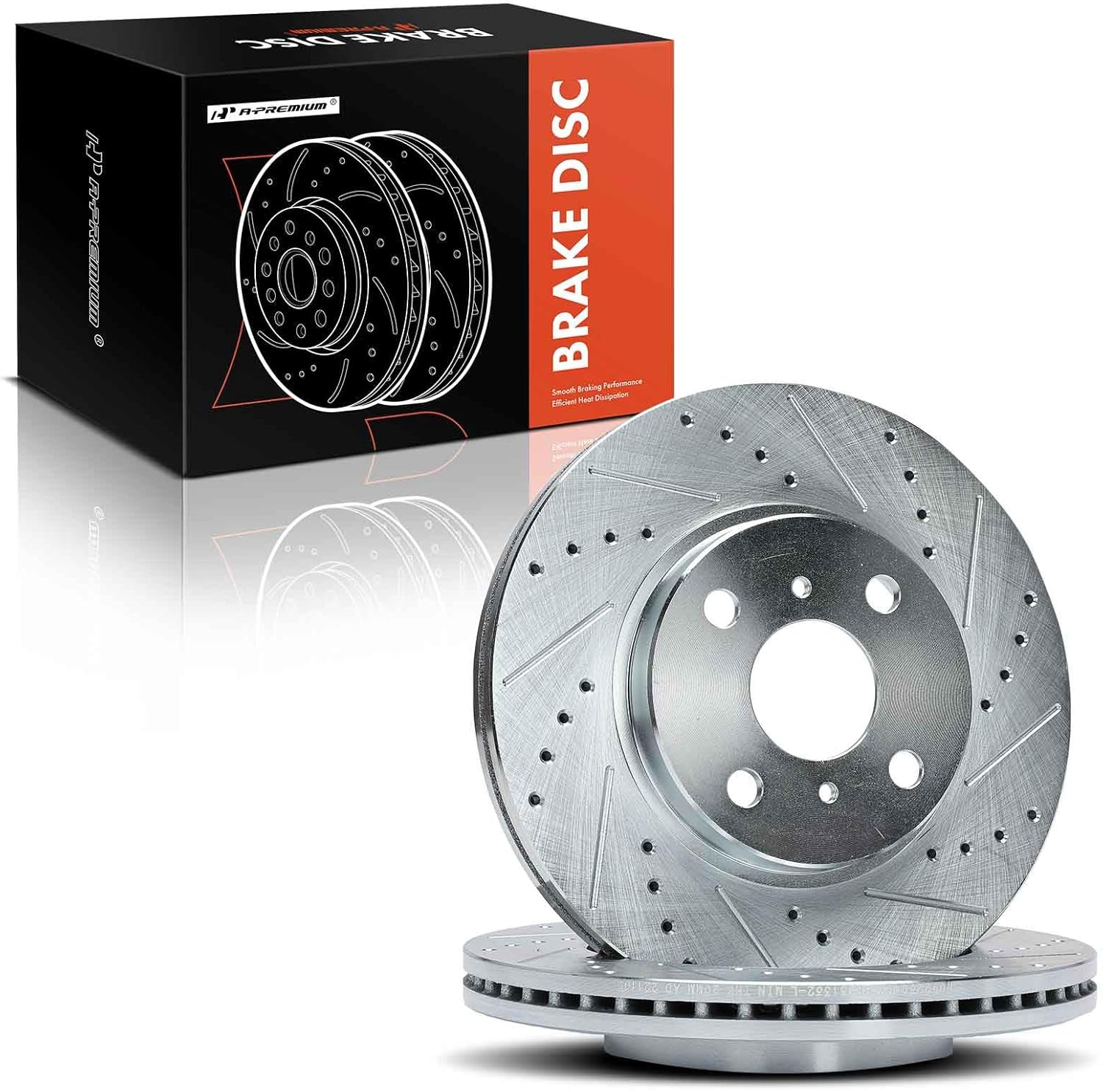 A-Premium 10.04 inch (255mm) Front Drilled and Slotted Disc Brake Rotors Compatible with Select Scion Models - xA/xB 2004 2005 2006 L4 1.5L, 2-PC Set
