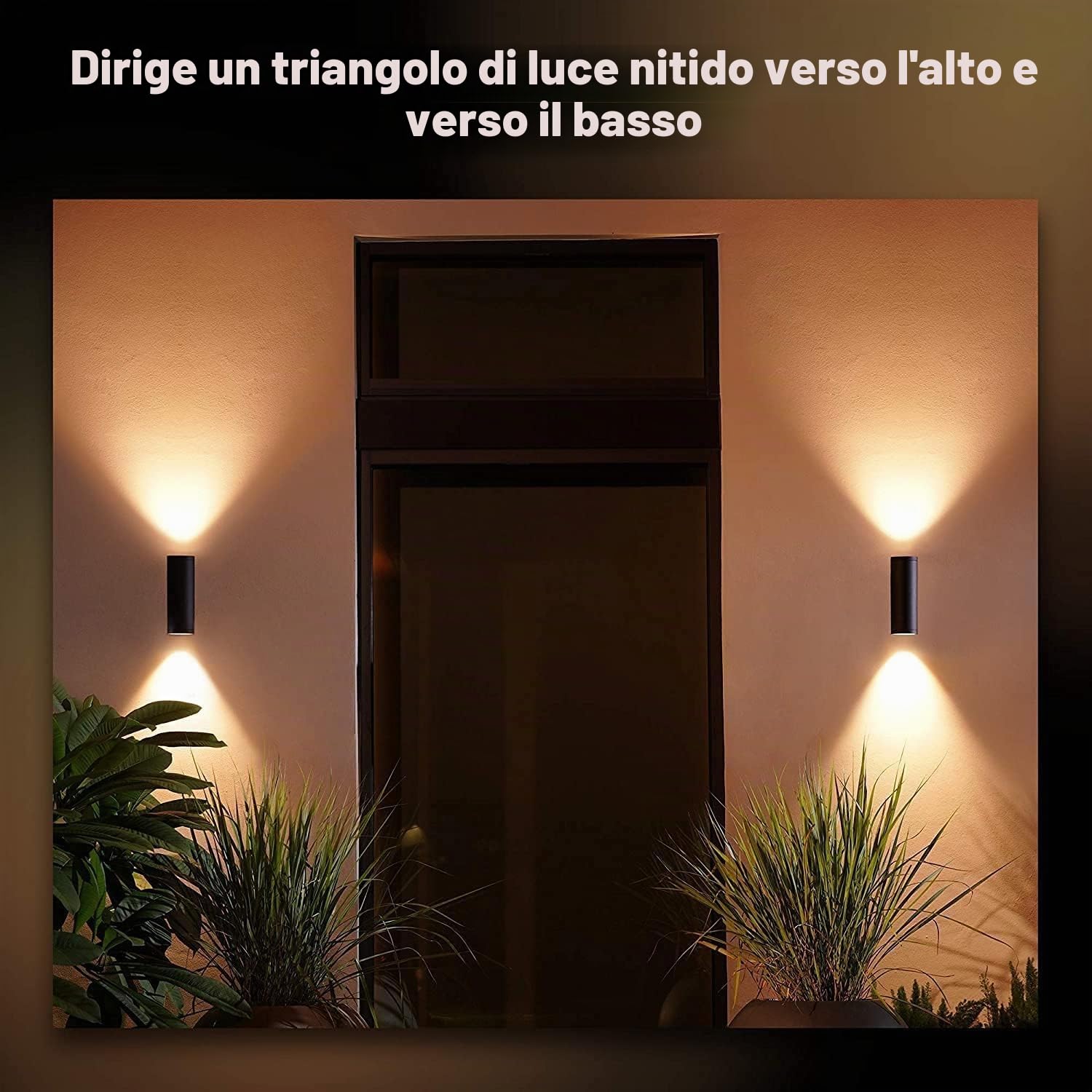 Philips Hue White and Color Ambiance Appear, Lampada da Parete Smart LED Confezione da 2, Lampada Smart per Esterni, Luci led esterno Doppia Illuminazione Sopra/Sotto, LED Integrato, 8W, Nera