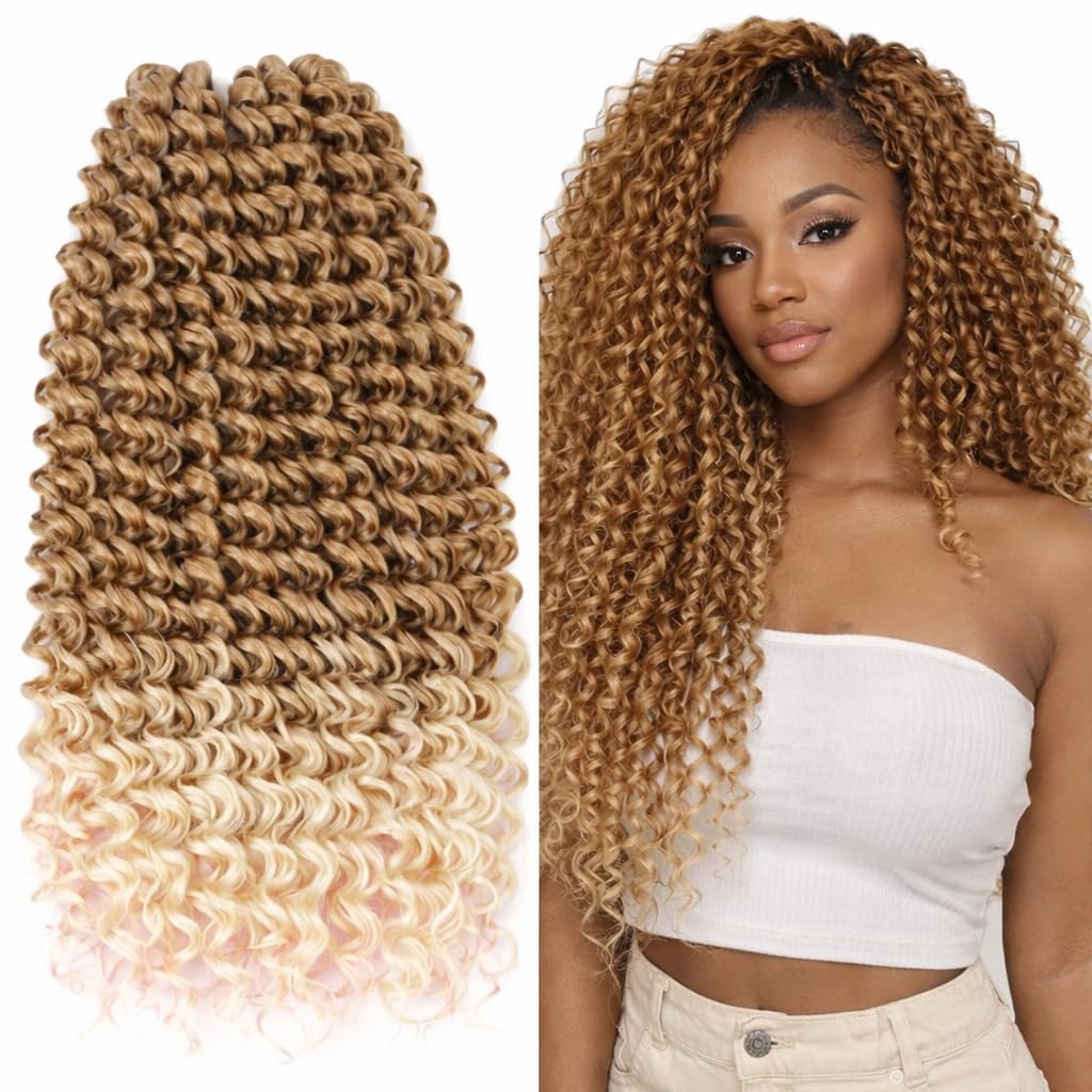 Extension Capelli Sintetici, Ricci per Crochet Braids, Lunghe: 65 cm - Peso: 340 g – Extension Capelli Clip, Ricci Morbidi Effetto Naturale, Honey Platinum Blonde, RITMO