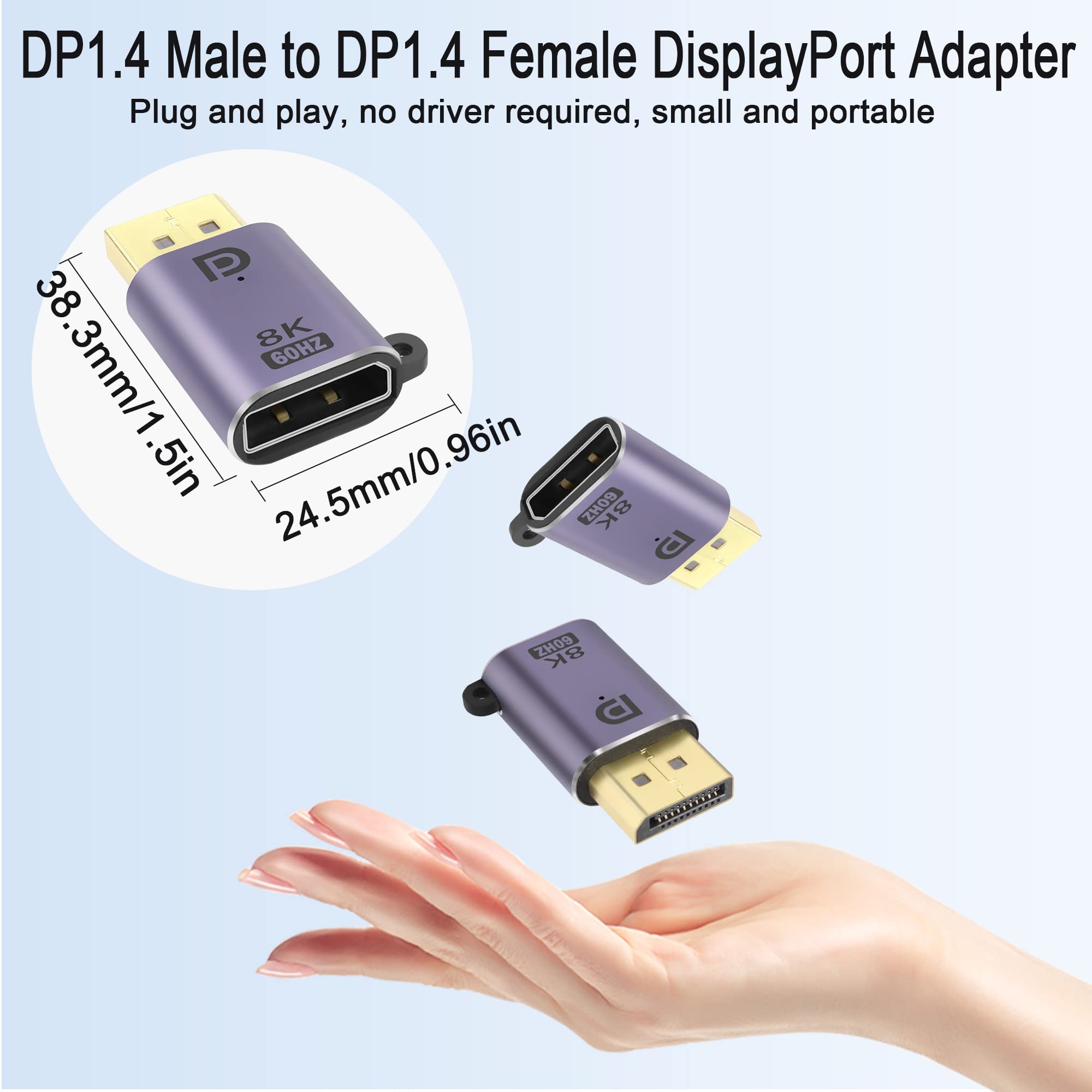 Adattatore DisplayPort 1.4 Maschio-femmina 8K 60Hz - Con LED E Foro Appendino