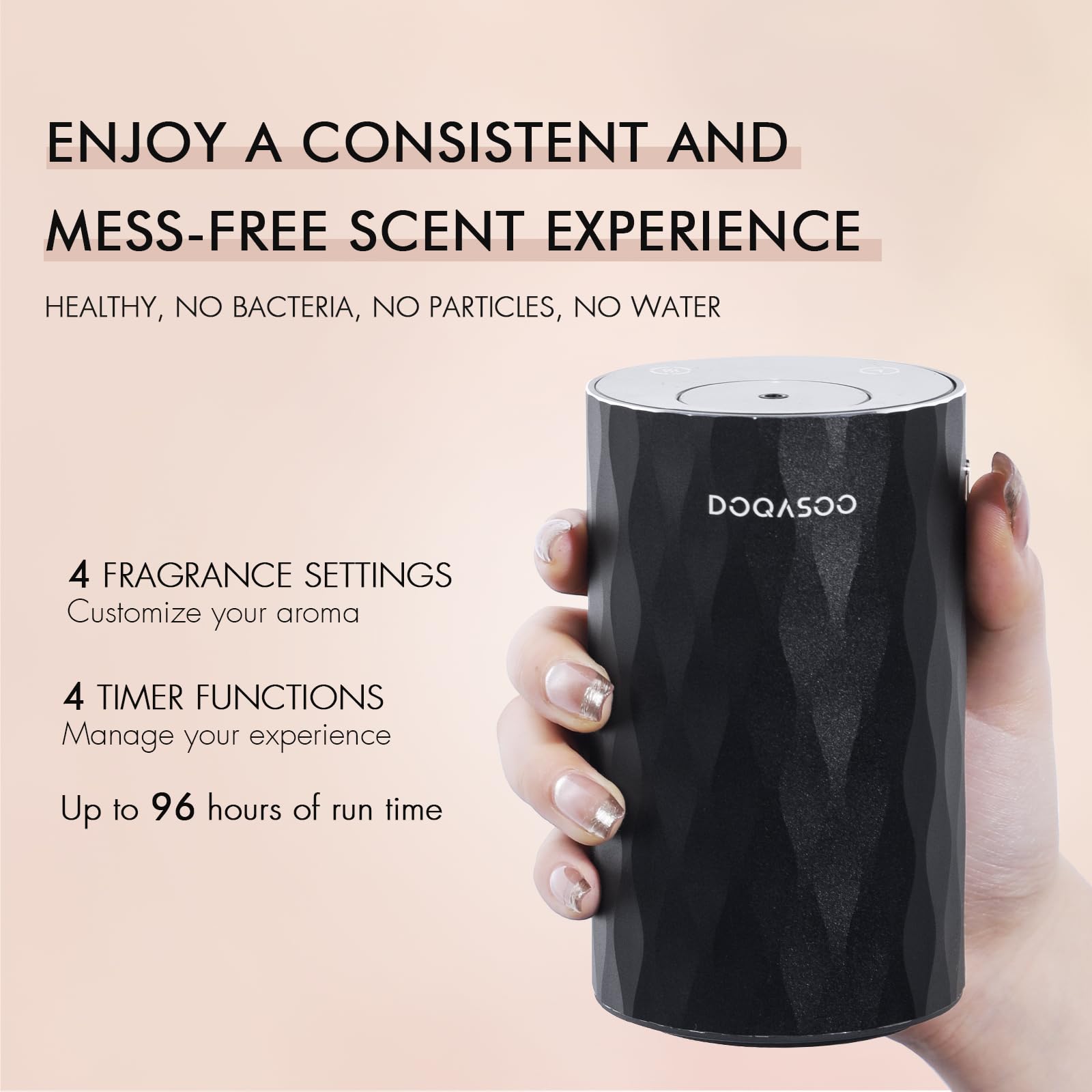 Wasserloser Aroma Diffuser Kabellos - Aluminium-Metallstruktur, 96H Akku & 25dB Leise - Diffusor Für Ätherische Öle Mit Timer & 4 Stufen, Ideal Für Auto, Büro Und Schlafzimmer