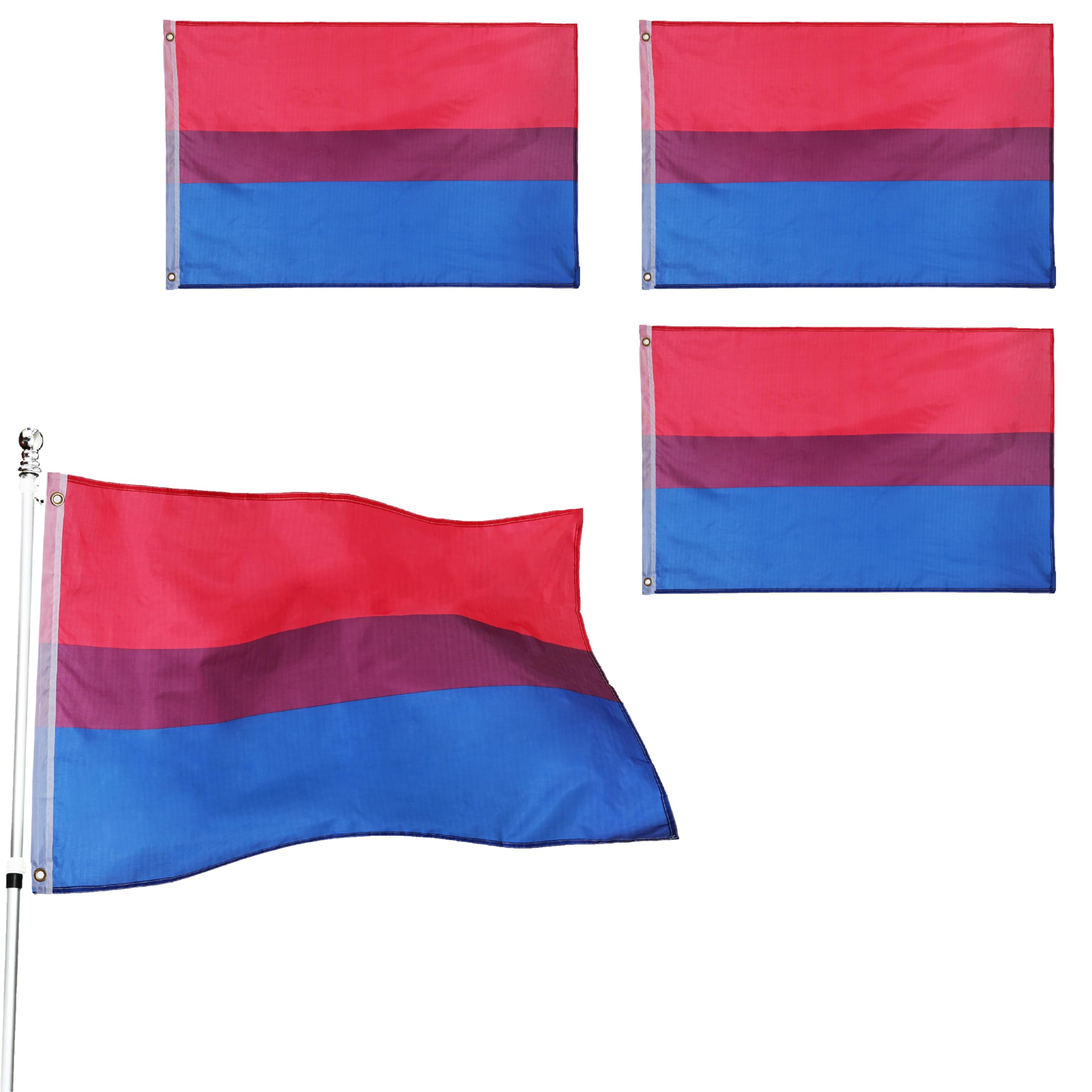 I LOVE FANCY DRESS Large 5ft X 3ft Bisexual Pride Flag - Pack of 3 - Bisexual Pride Flag 5ft (152cm/60) X 3ft (91cm/36) - Perfect for Pride Events or Occasions