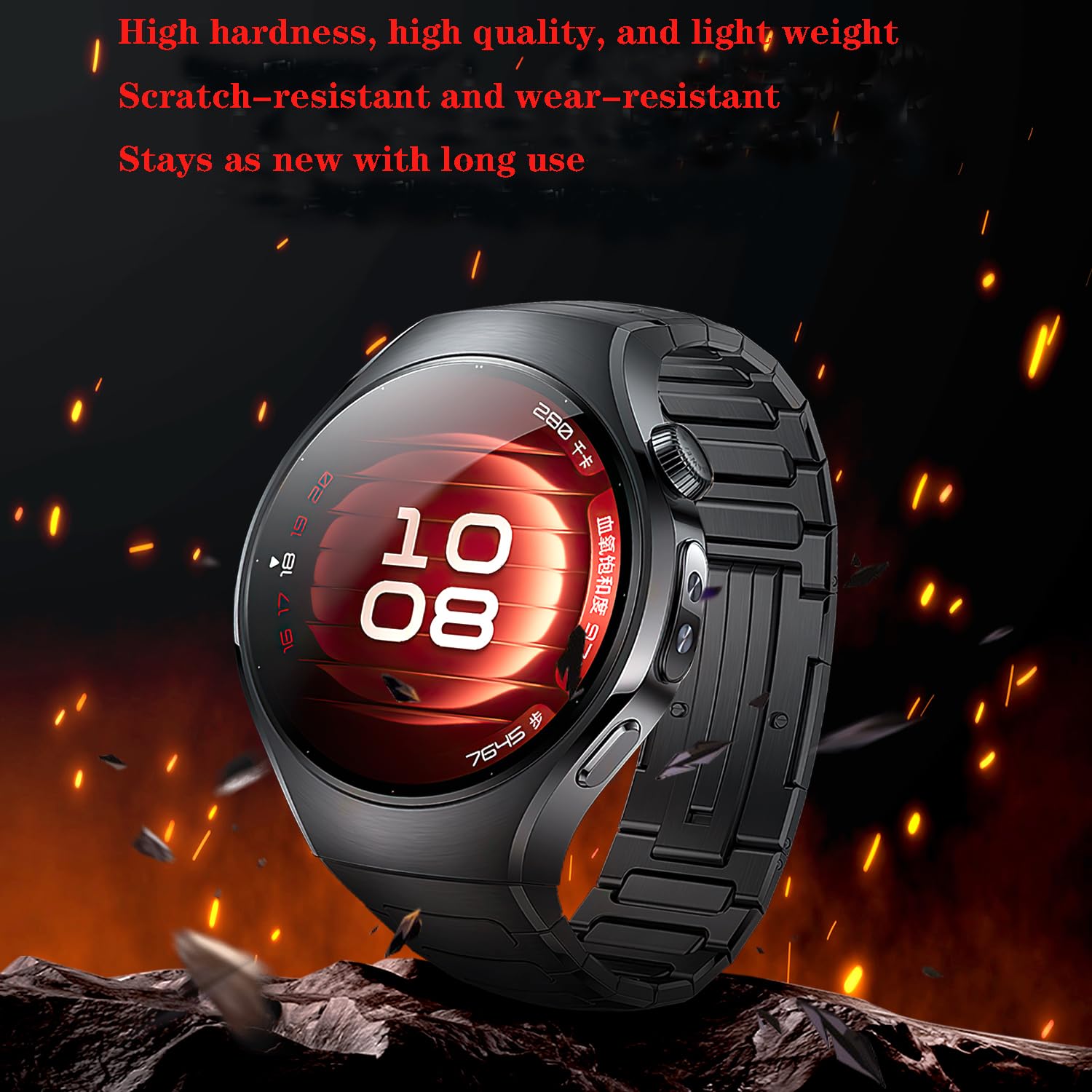 VeveXiao Wytrzymały tytanowy pasek kompatybilny z zegarkiem Huawei Watch 5, 46 mm, męskie, bez przerw, luksusowy metalowy pasek zastępczy ze stopu tytanu do Huawei Watch 5, 42 mm, damski pasek
