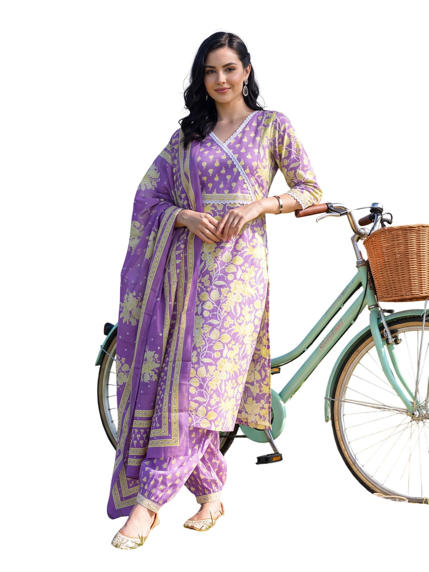 Women's Pure Cotton Printed Straight Kurta & Salwar with Dupatta Set | Kurta Sets For Woman-image-39