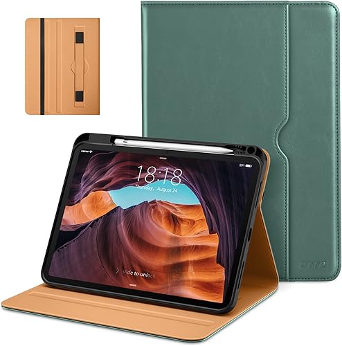 Miniatura 19 de DTTO Funda para iPad (A16) de 11ª generación de 11 pulgadas 2025, funda para iPad de 10.9 pulgadas 2022, funda de cuero prémium con soporte para Rojo