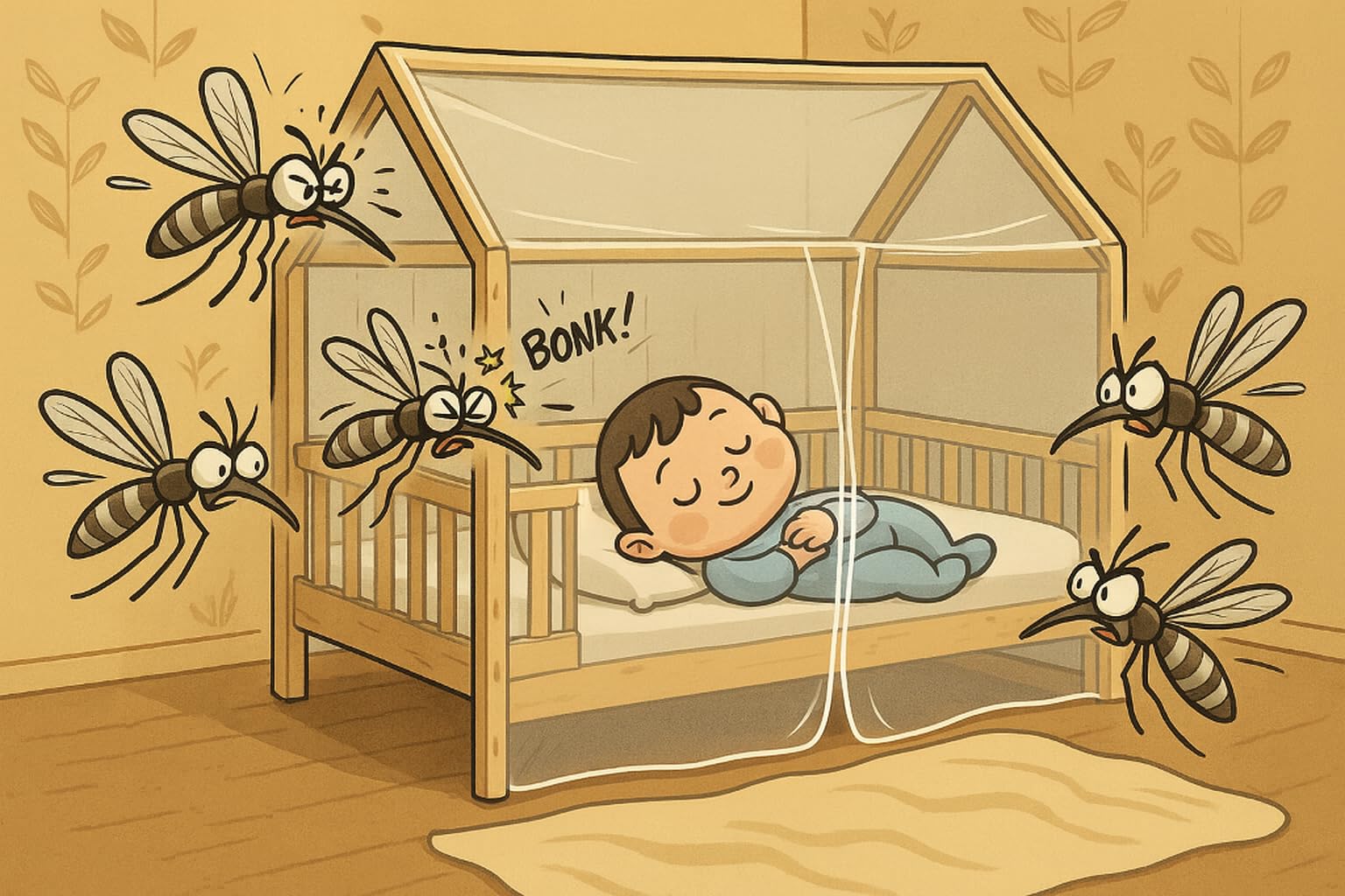 Letto Casetta, Zanzariera Integrale per Letto Bambino 90x190 cm - Attenzione solo Tetto a forma di tenda - Protezione Anti-Insetti - Discreta e Rimovibile