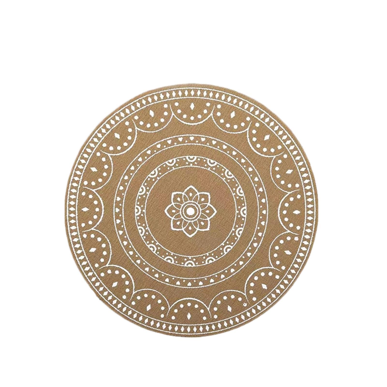 Lot de 6 sets de table élégants en PVC de 38 cm - Motif floral - Mandala - Ronds - Lavables - Modernes - Pour table à manger - Anti-salissure - Style 3 - Blanc