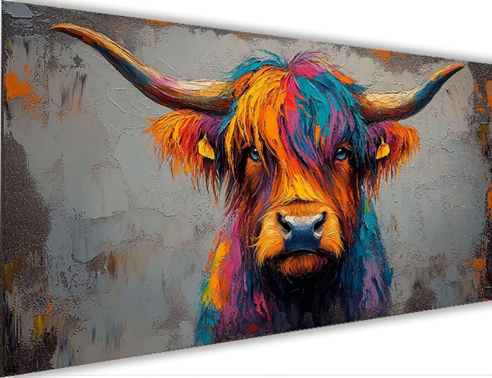 Malen Nach Zahlen Hochlandrinder,Tier Malen Nach Zahlen Erwachsene mit Rahmen 70x140cm,Paint by Numbers ab 5-10 Jahre Mädchen Geschenke,DIY Ölgemälde Set mit Pinseln Acryl,Wanddeko Wohnzimme LE-373