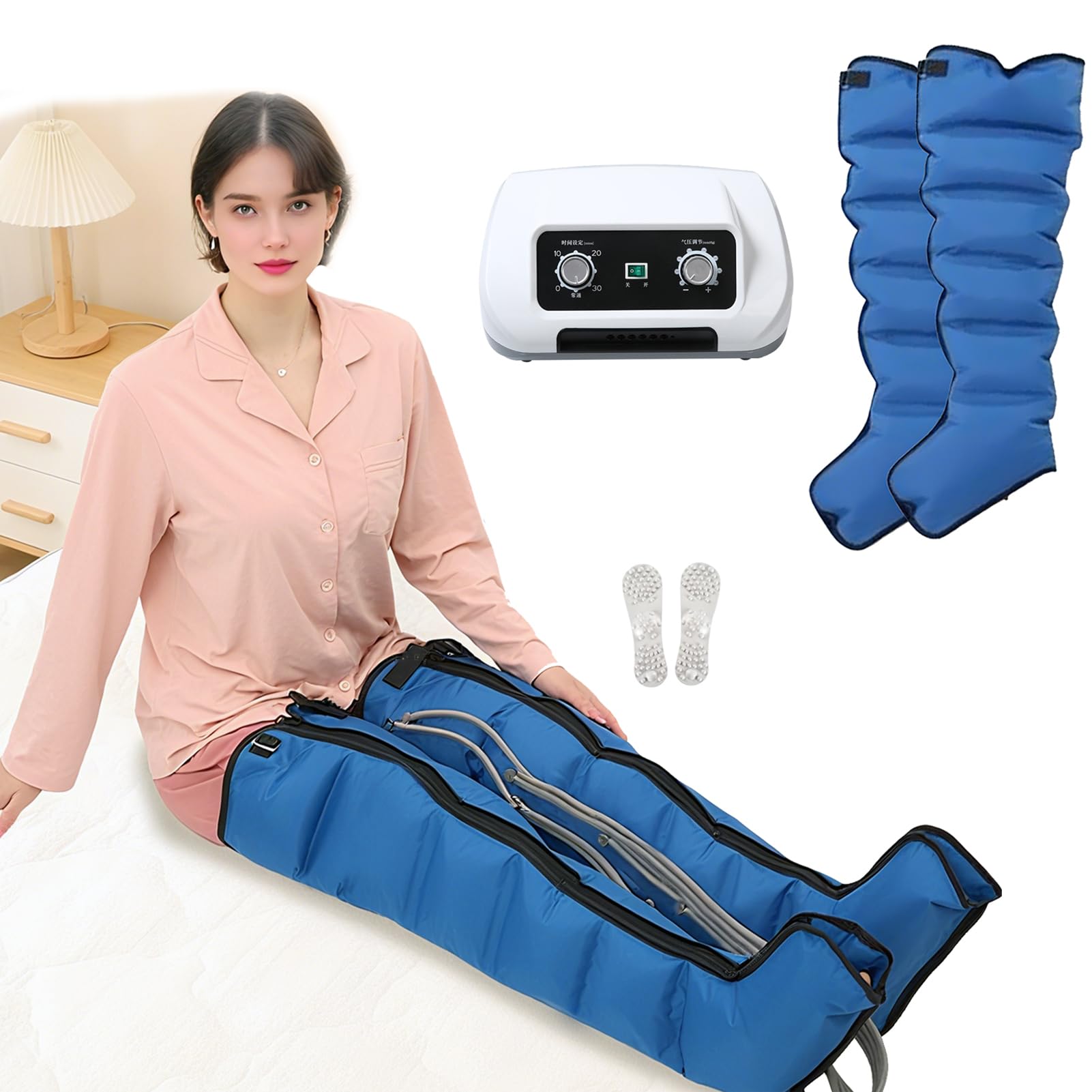 6 Luftkammern Lymphdrainage Gerät XXL Beinmassagegerät mit Luftkompression Lymphdrainage Gerät Beine Bei Lipödem