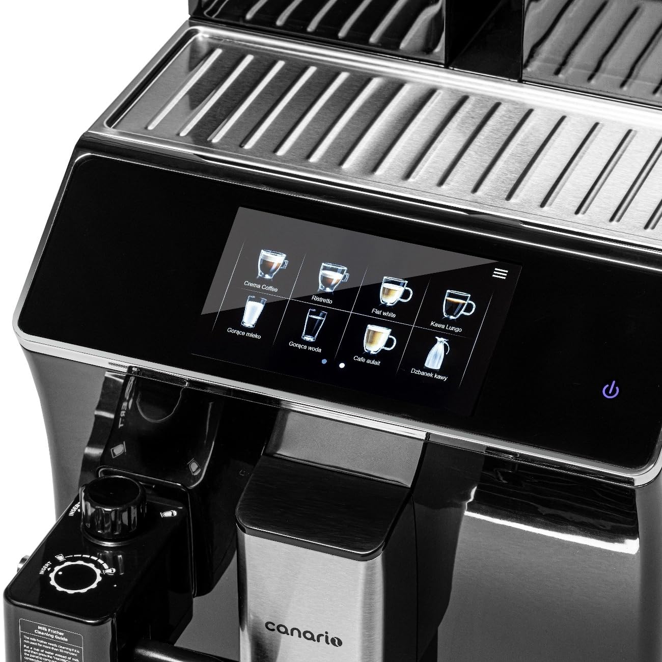 Canario Cafe CC703 Cafetera Totalmente Automática, Cafetera Profesional, Pantalla Táctil, Espumador de Leche Automático, Bebidas Programables, para Bares, Restaurantes y Oficinas