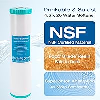 Vista 2 de H&G Lifestyles Filtro suavizador de agua para toda la casa de 20 x 4.5, filtro de intercambio iónico, elimina calcio y magnesio, evita