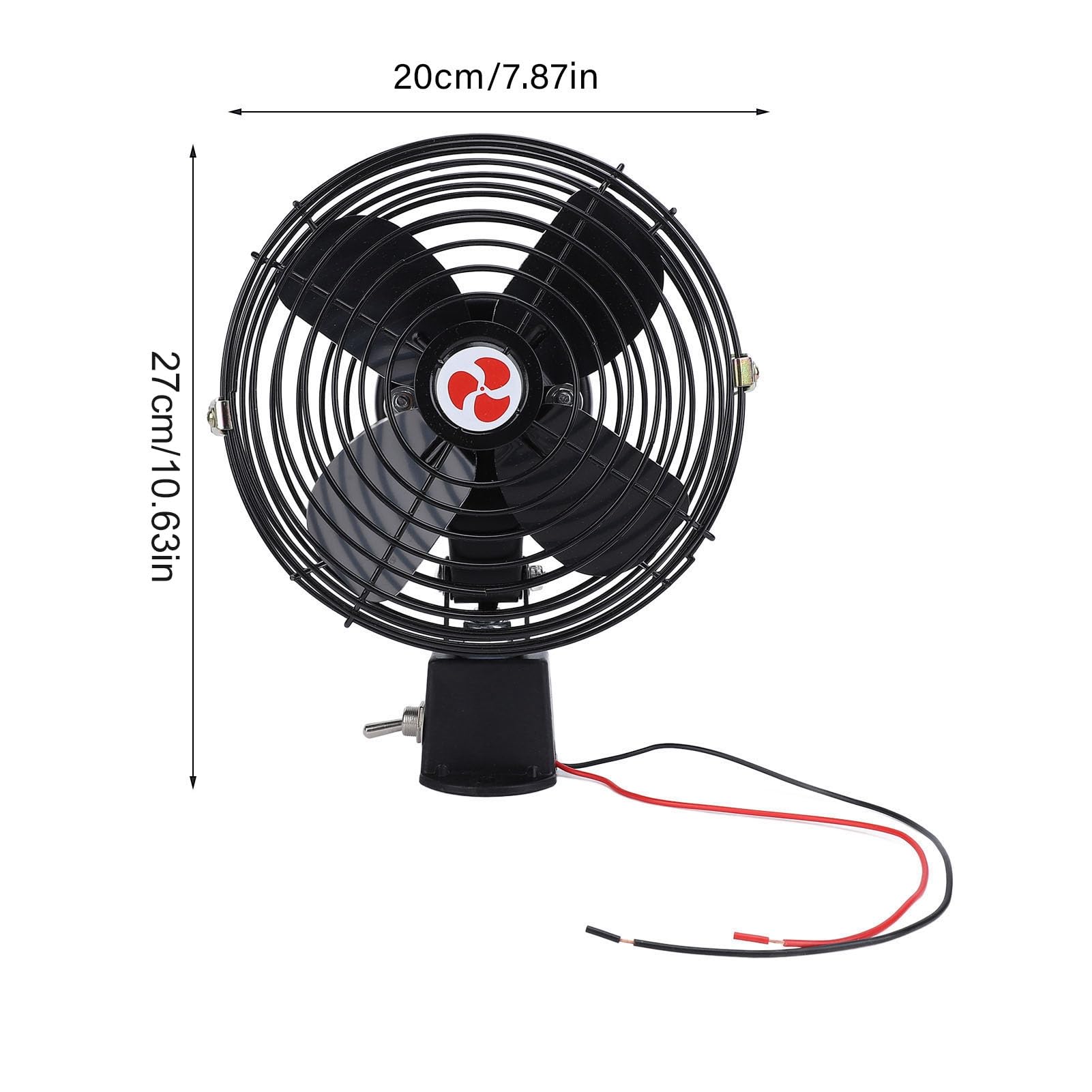 Wakects Ventilador de Refrigeración para RV, Viento Fuerte, Ventilador de Coche de 12 V, Silencioso, Larga Vida útil con Interruptor de 2 Velocidades para SUV para Autobús (8 pulgadas)
