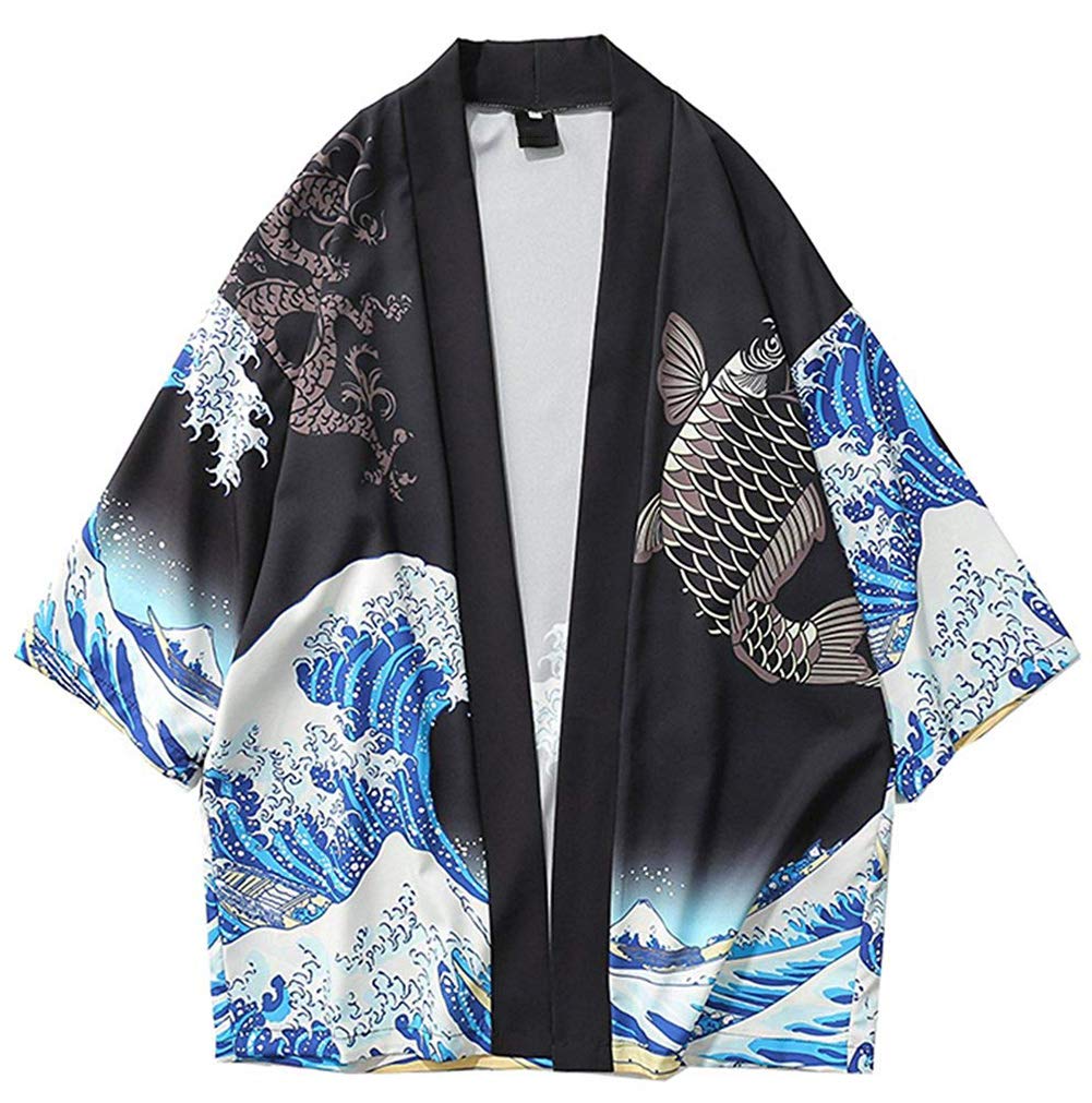Siehin Chamarra para hombre Japón Happi Kimono Haori Primavera-Verano