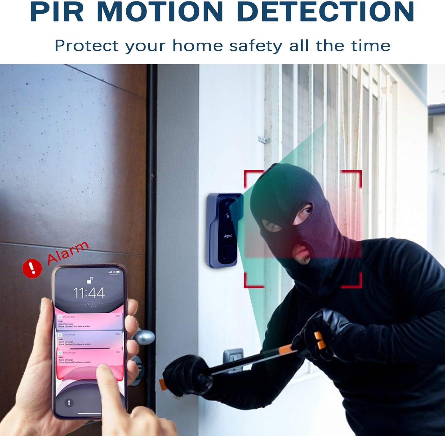 Best Review WiFi Video Doorbell Camera, Agoal Wireless Doorbell Camera with Chime, 1080P HD Home Security Smart Doorbell Camera with 32GB SD Card Installed, 166° Wide Angle, PIR Motion Detector, Night Vision