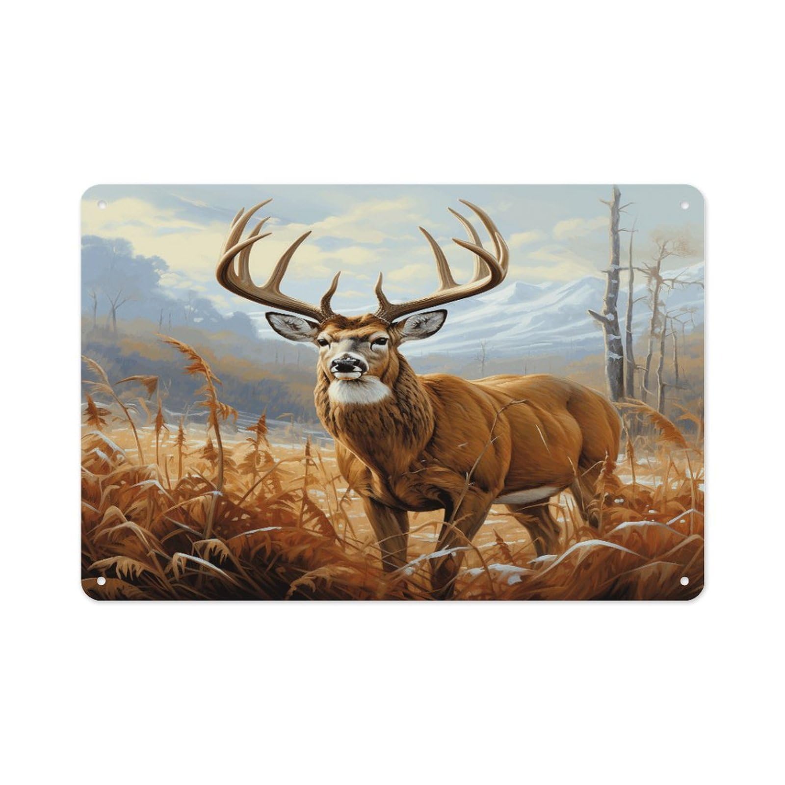 VstaDank Metal Aluminum Buck Deer Sign Wall Decor Vintage Metal Sign Plaque Boho Wall Hanging Decor Sublimation Picture Panel Personalized Plaque Poster 8x12in