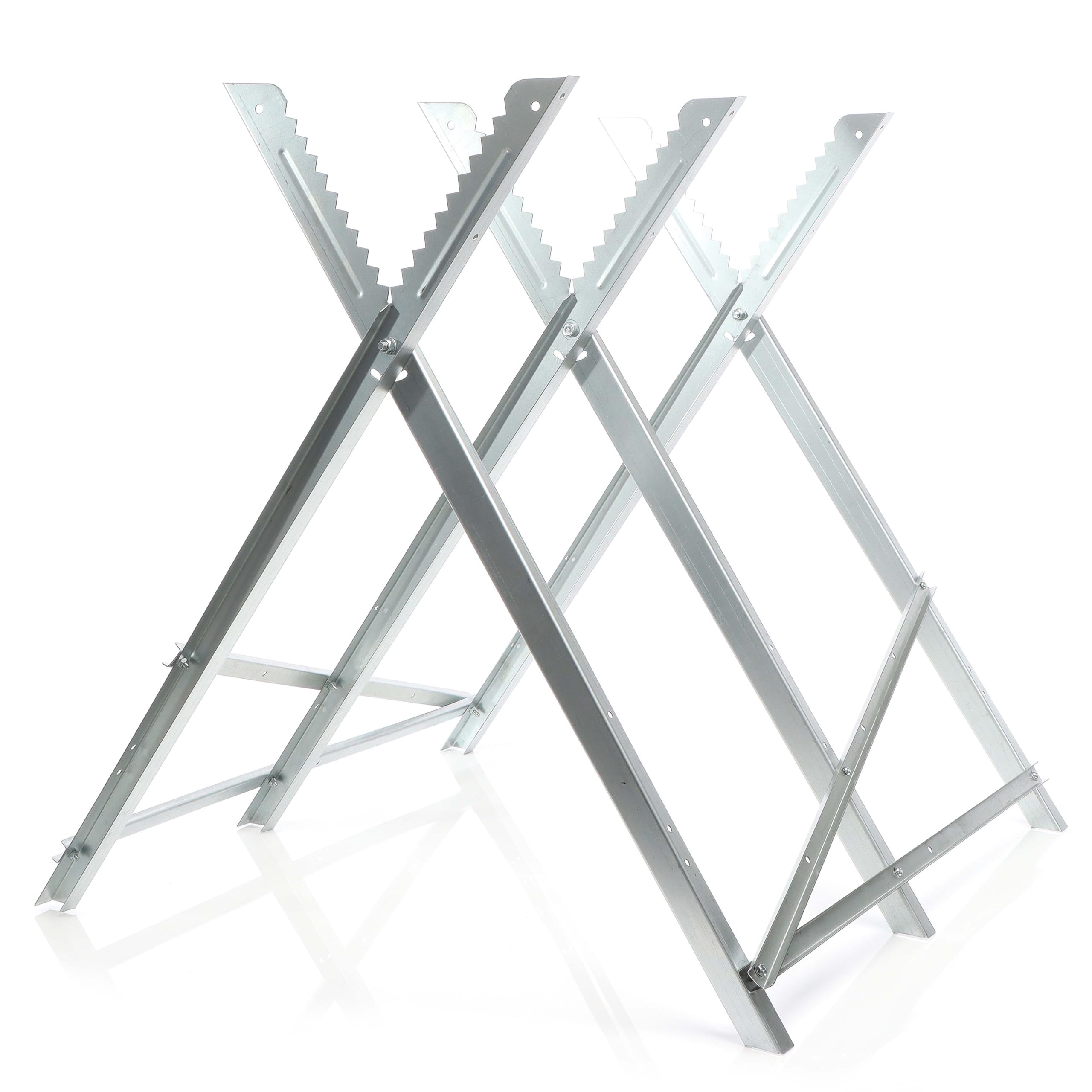 Wiltec Caballete de sierra plegable 3 soportes galvanizado troncos motosierra cortar leña 100 kg