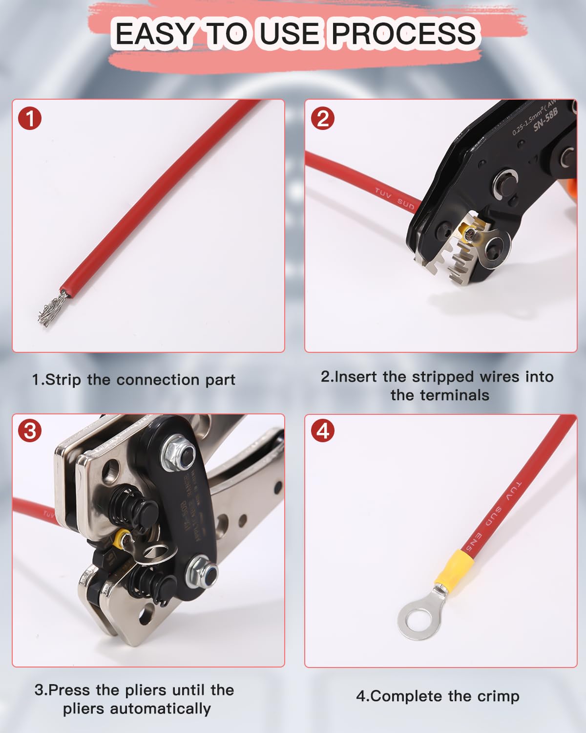 480 Piezas Terminales Eléctricos,30 Tipos terminales eléctricos con aislados,Conectores Macho/Hembra Aislados Crimp Terminal Pala y Horquilla,con Caja de Surtido, para Industria electricistas Sistema