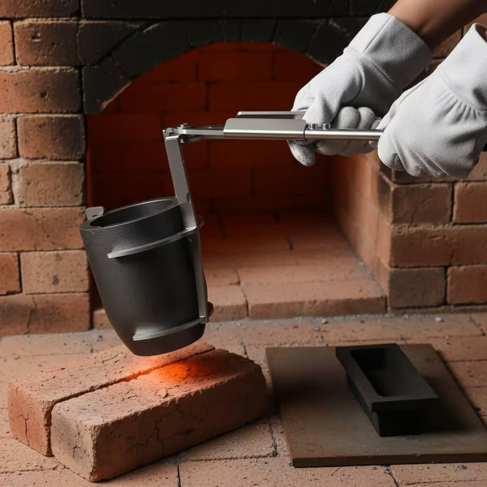 Tiegelzange mit Schmelztiegel komplett Tiegelzange hochwertig Gießzange für Heimwerker, Metallguss