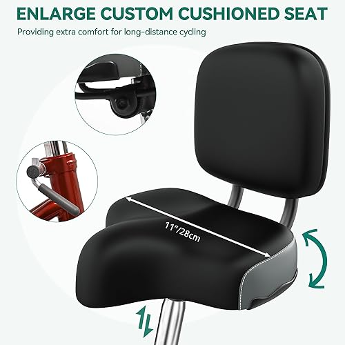 Miniatura 3 de YITAHOME Triciclo para adultos, bicicletas de 3 ruedas de 24 y 26 pulgadas, bicicleta de triciclo de 1 velocidad para adultos con cestas extraíbles,