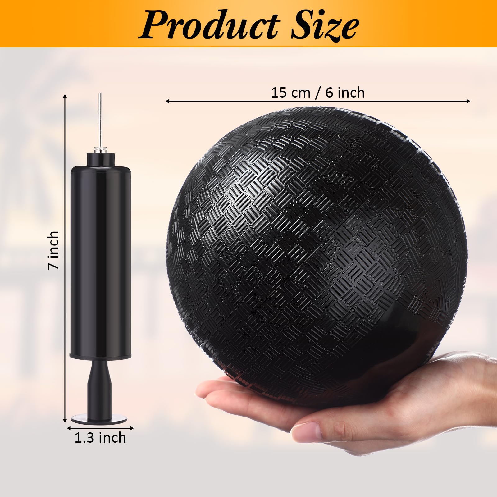 24 Pcs Dodgeballs Bulk 6 Inch Playground Balls, Sport Kickball Rubber Bouncy Inflatable Balls with a Hand Pump for Kids Adults Indoor Outdoor Ball Games, Kickball, Handball, Four Square(Black)
