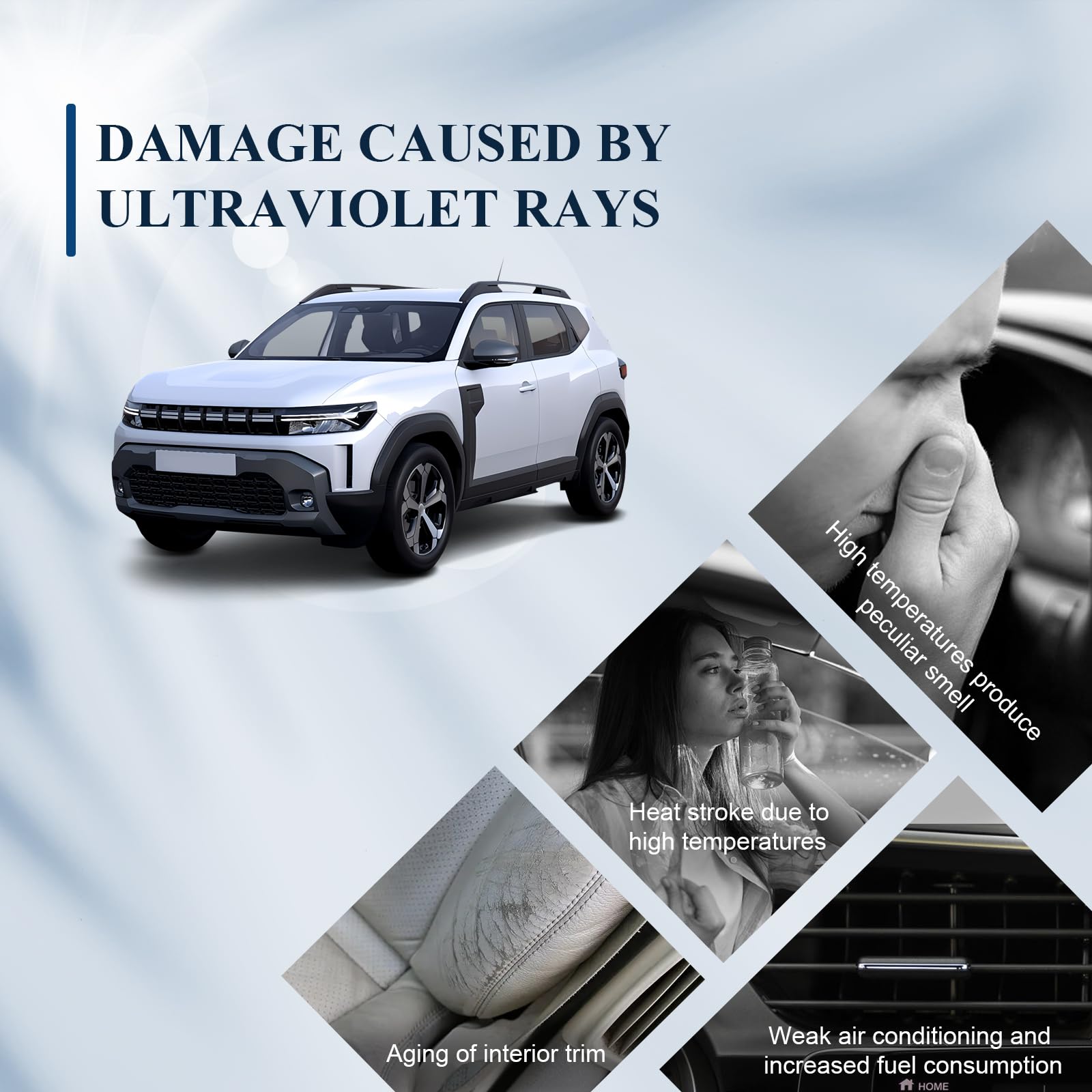 BIBIBO Parasol para coche con protección UV compatible con Dacia Duster 2024, Dacia Duster Auto Parasol para parabrisas delantero, protección contra el calor del coche contra los rayos UV, plegable y