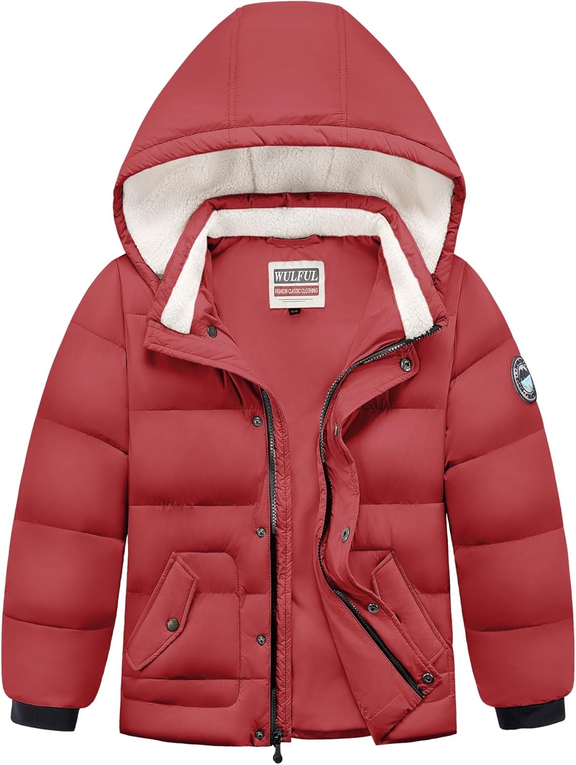 WULFUL Kids Boy's Winter Coat Detachable Hat Puffer Windbreaker Warm Cotton Jacket Parka Down Outdoor Coats