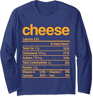Cheese Nutrition Fact Funny Thanksgiving Christmas Long Sleeve T-Shirt
