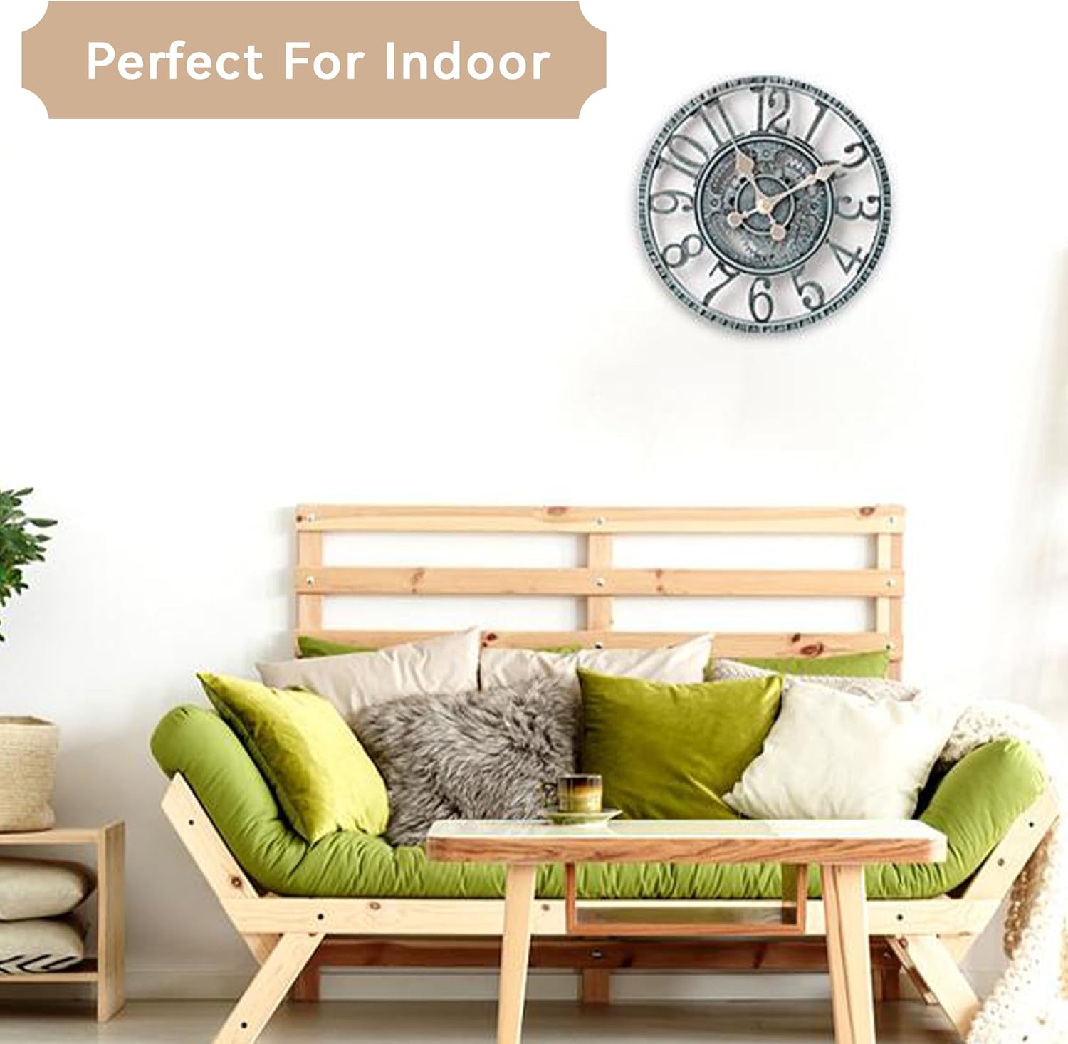 Lily's Home Hanging Wall Clock, Steampunk Gear and Cog Design with a Pewter Finish, Ideal for Indoor or Outdoor Clock, Poly-Resin (12 Inches Diameter)