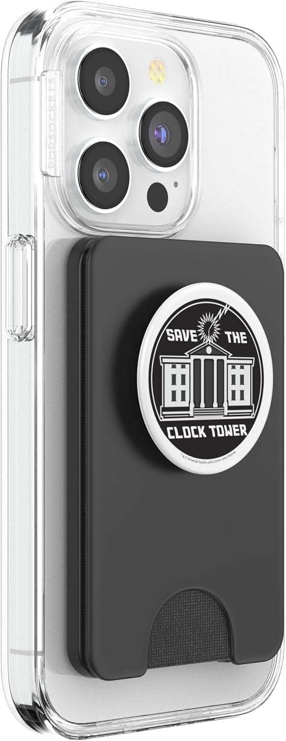 Back to The Future Save The Clock Tower Building Portrait PopSockets PopWallet for MagSafe