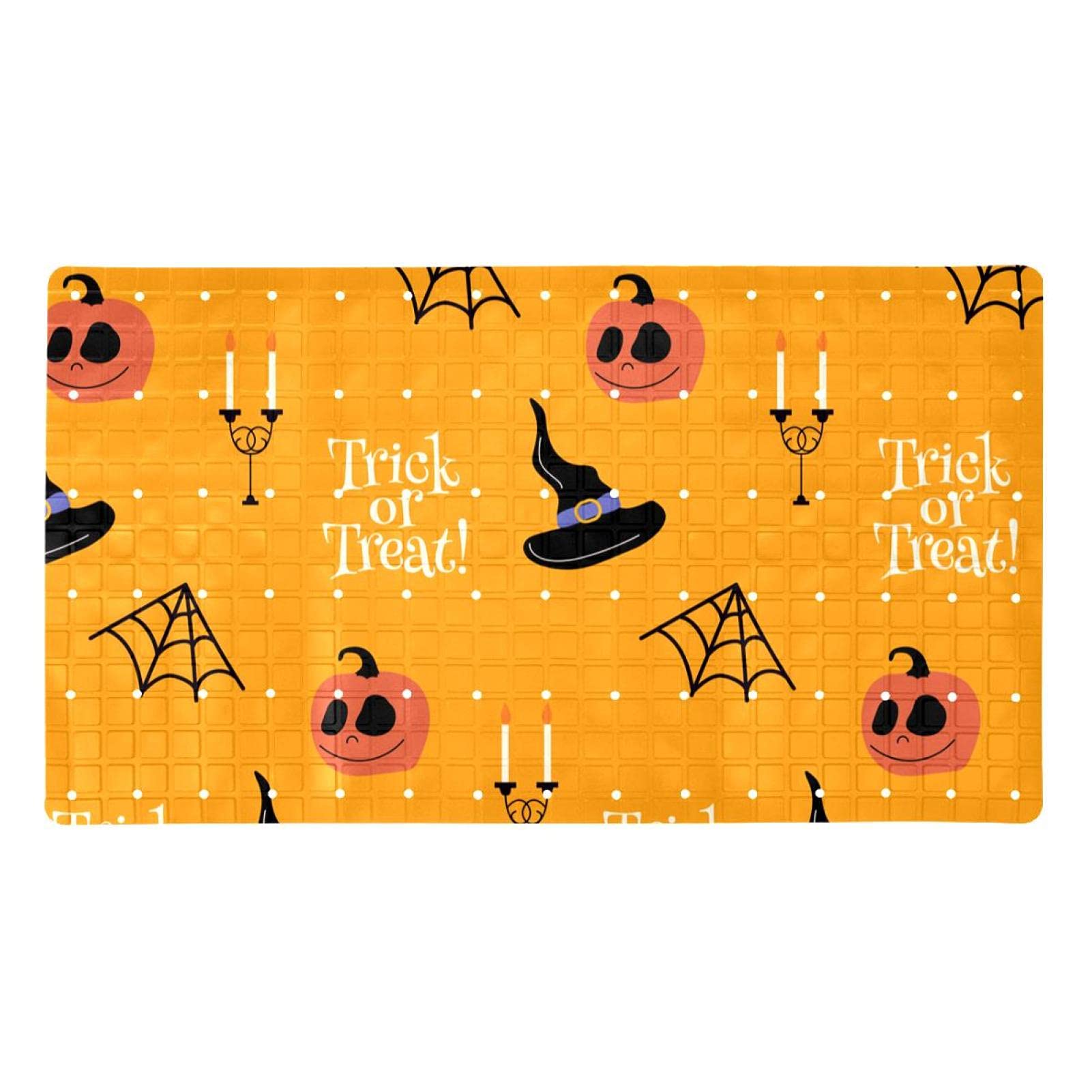 Tapis de douche anti-glisse Halloween citrouille 71x40 cm pour sécuriser la salle de bain