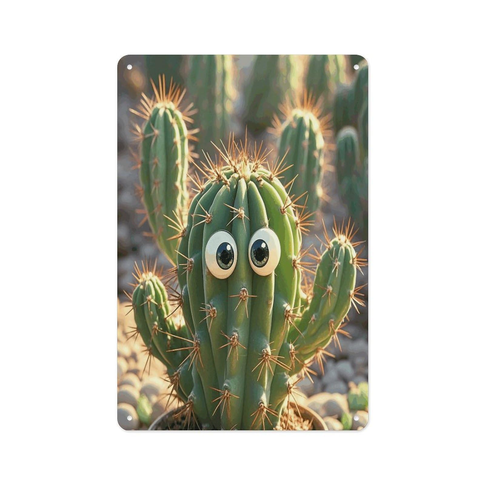 Fekiloot Style Cute Cactus Wall Decor Metal Signs Tin Signs Poster