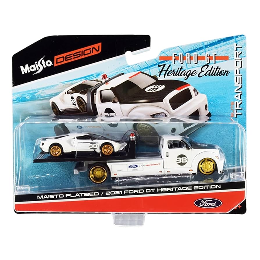 1:18 Diecast ￼Ford GT ホワイト ミニカー Amazon.com: Maisto 2021 Ford GT #98 White Heritage Edition 1