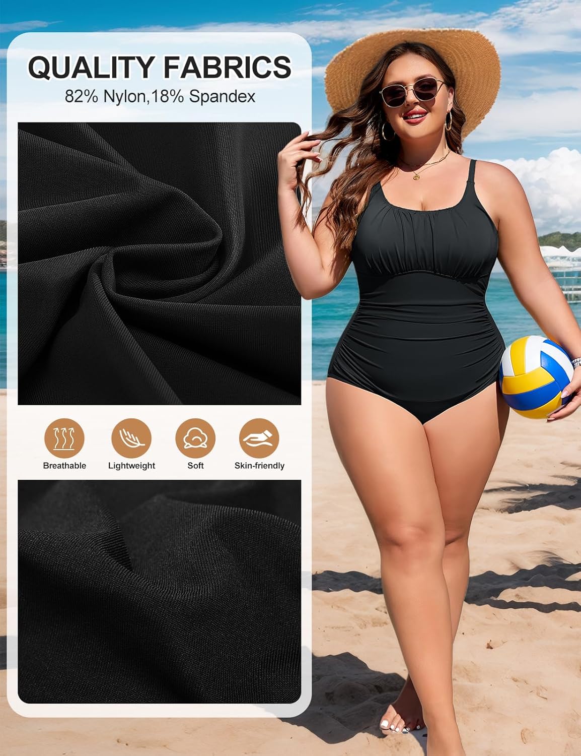 Plus Size Bathing Suit for Women Tummy Control Swimsuit One Piece Swimsuit Ruched Cute Swimsuits Vintage Swimwear 2026 - Image 5