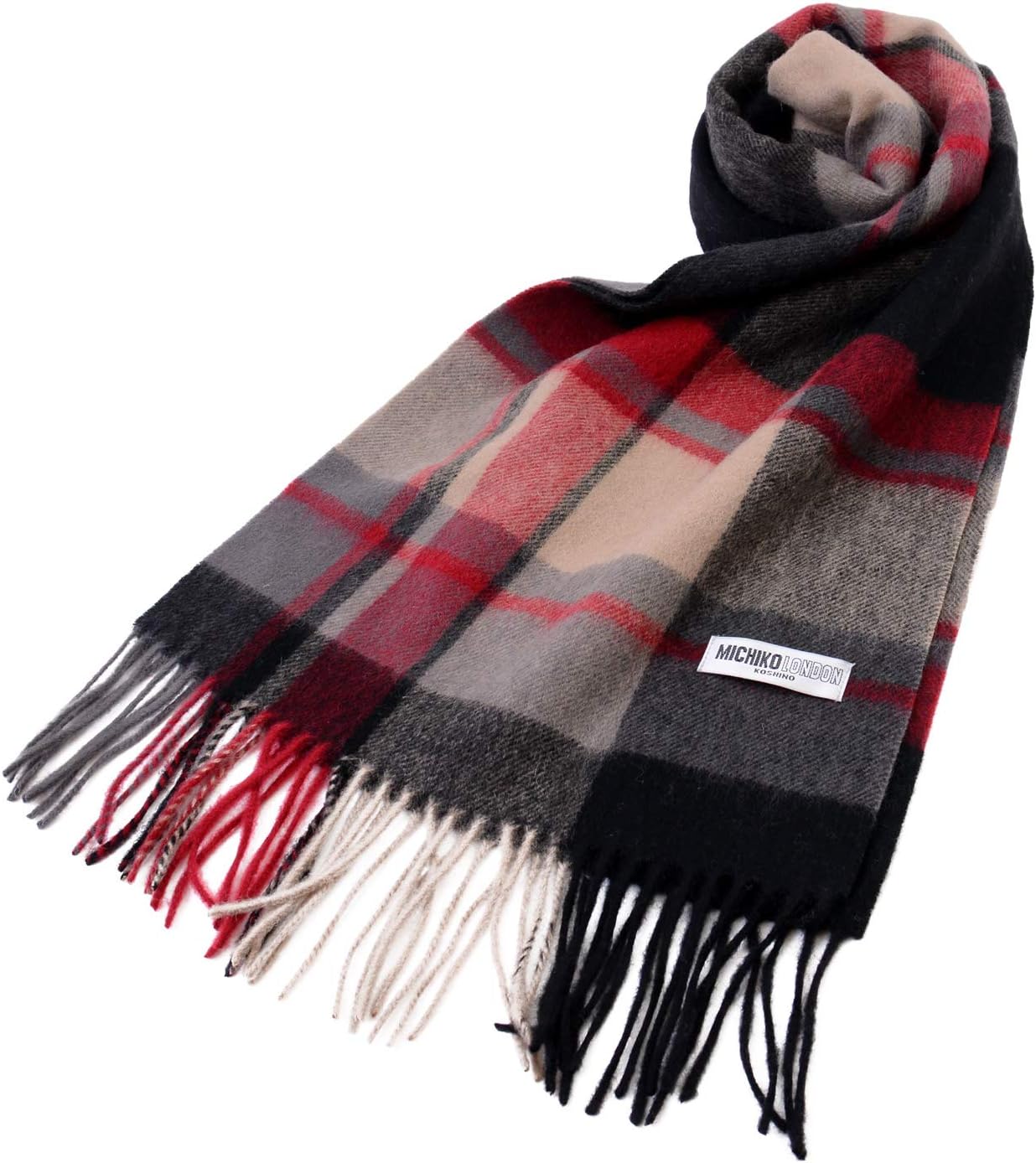 [ミチコロンドン] ブランドマフラー ウール 男女兼用 防寒 チェック