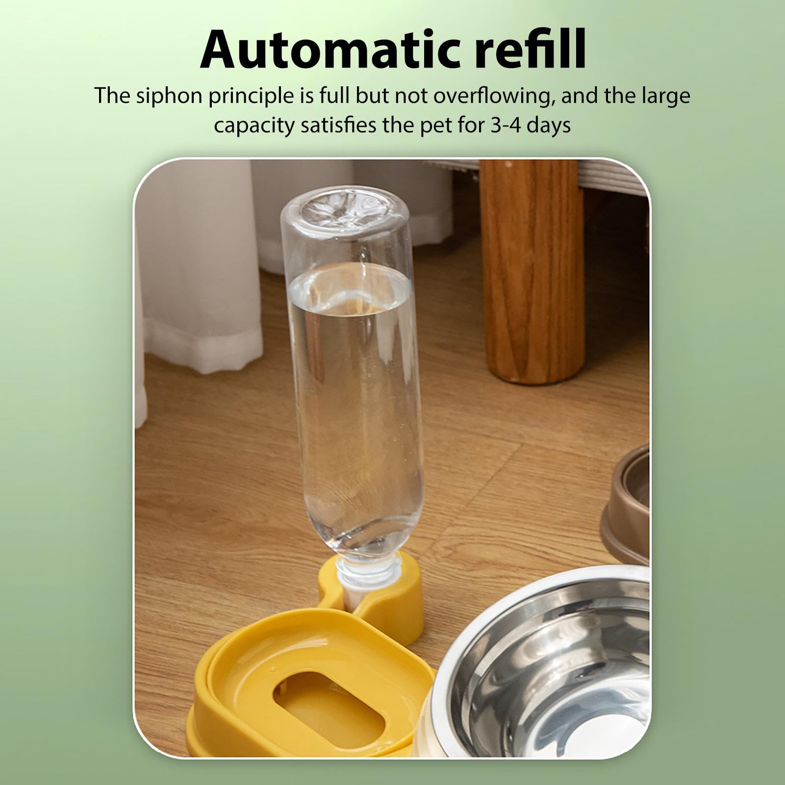 Mangiatoia per animali domestici, Ciotola for gatti con distributore d'acqua - for bottiglia | Set di ciotole for acqua e cibo for animali domestici inclinate stabili(Yellow)